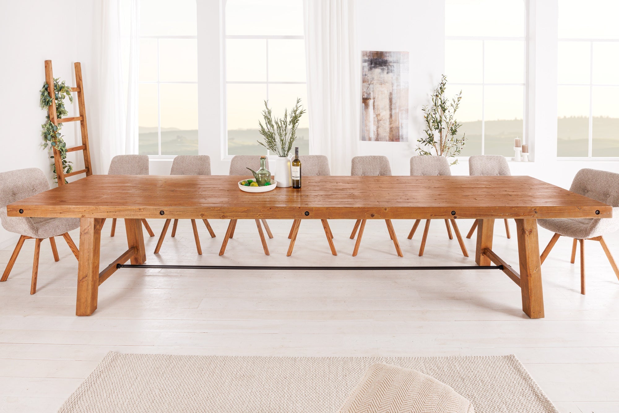 Invicta Masă dining FINCA - 300cm | Pin, Maro | 300x78x100 cm