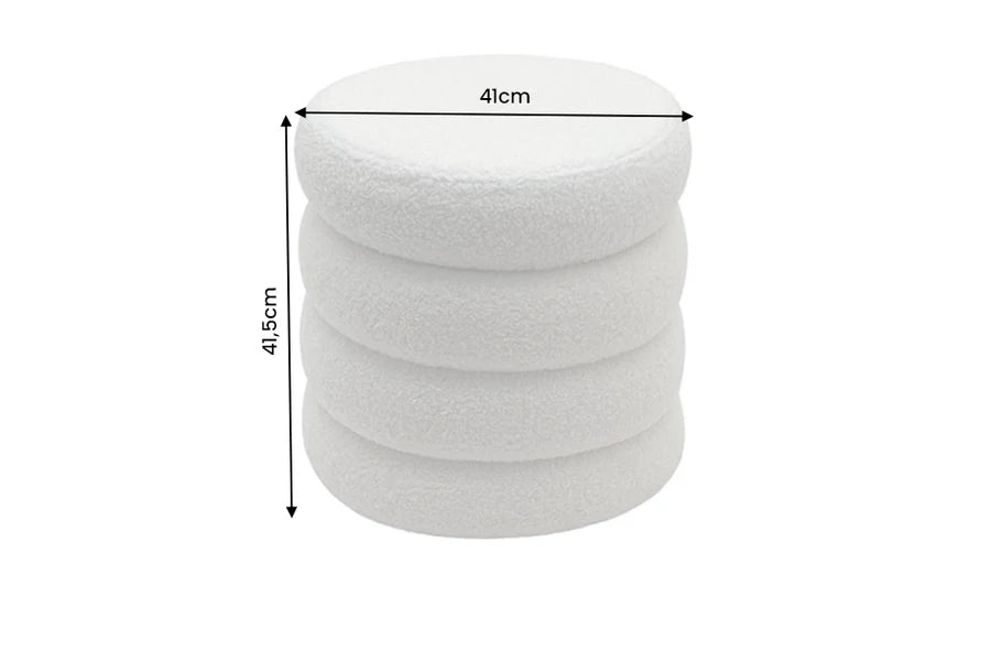 Taburet Rotund Invicta Interior VOGUE 40 cm cu Spațiu de Depozitare, Tapiserie Bouclé Albă