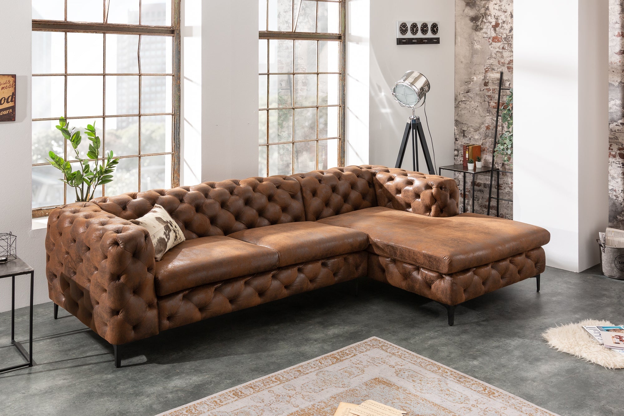 Invicta Canapea MODERN BAROCK - 275cm | Microfibră, Maro | 275x72x160 cm