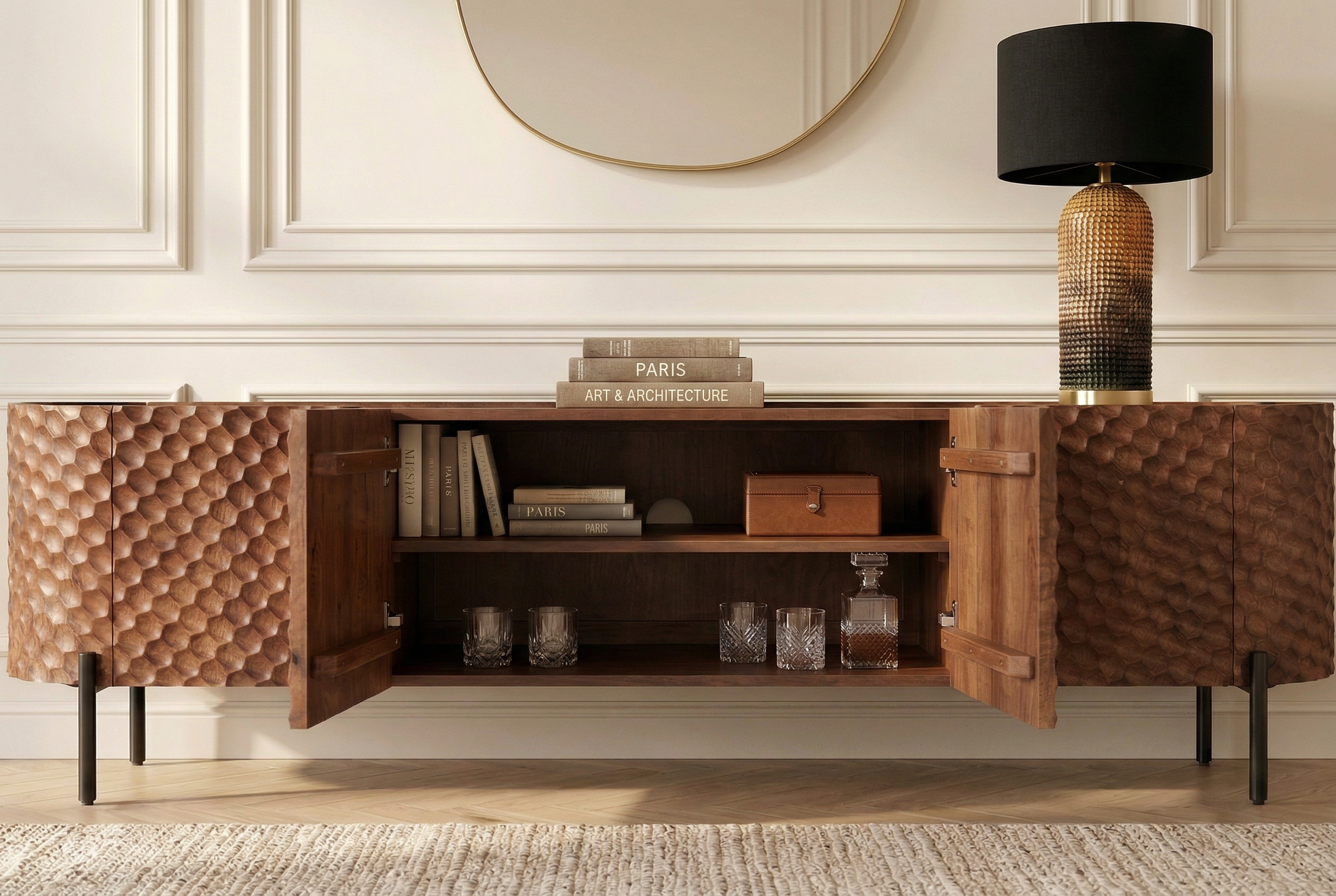 Invicta Comodă TV TV - 200cm | Mango, Negru | 200x56x43 cm