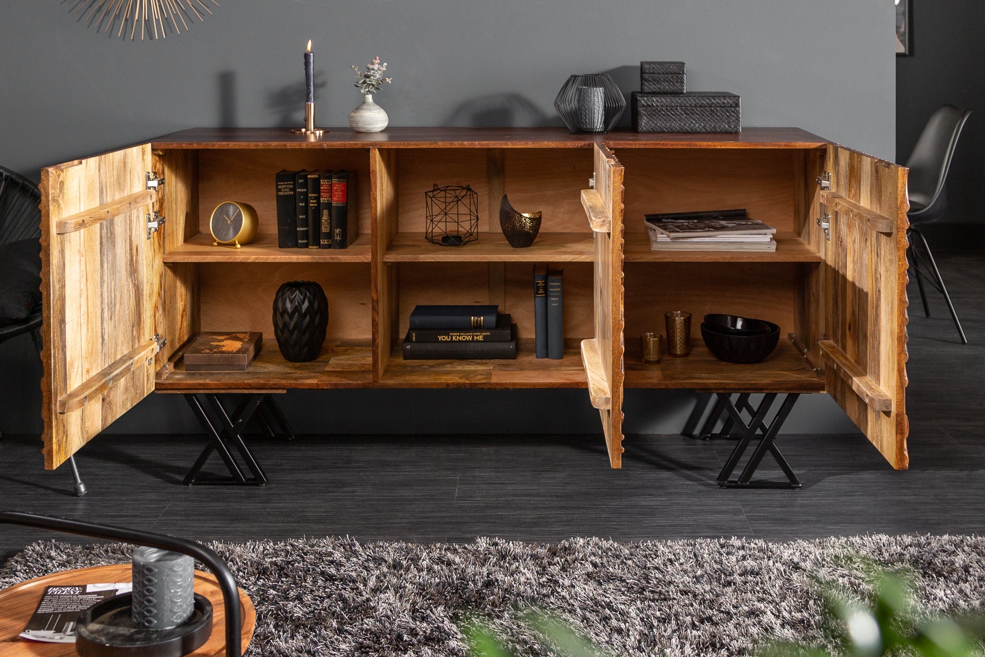 Invicta Comodă FLUID - 160cm | Mango, Maro | 160x86x38 cm