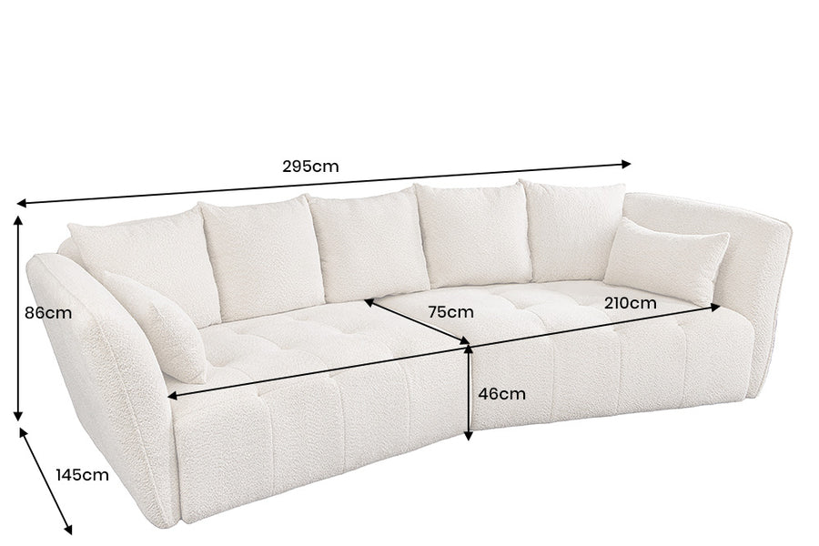 Canapea / Daybed XL Invicta Interior ROYAL 295 cm, Huse Detașabile, Țesătură Bouclé Bej Șampanie