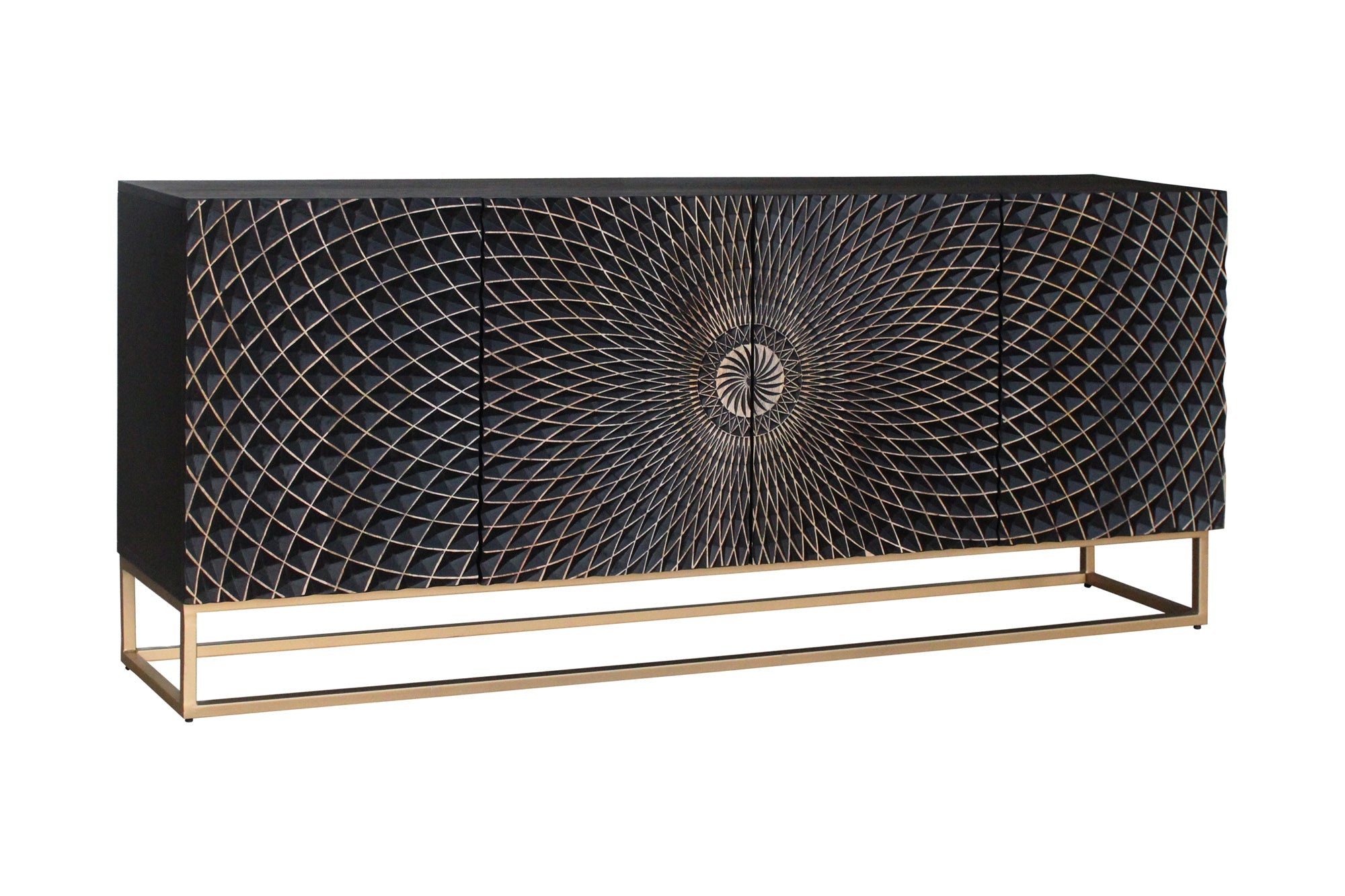 Invicta Comodă ILLUSION - 180cm | Mango, Negru | 177x76x38 cm