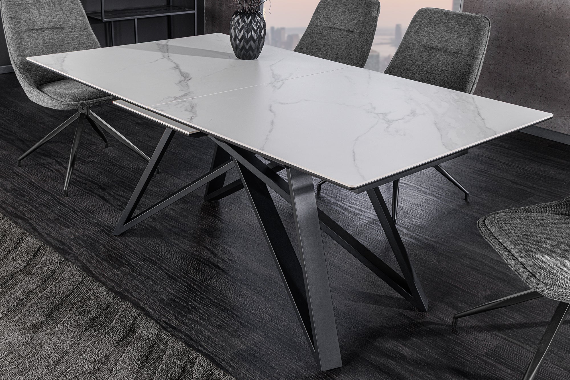 Invicta Masă dining ATLAS - 200cm | Marmură, Sticlă, Alb