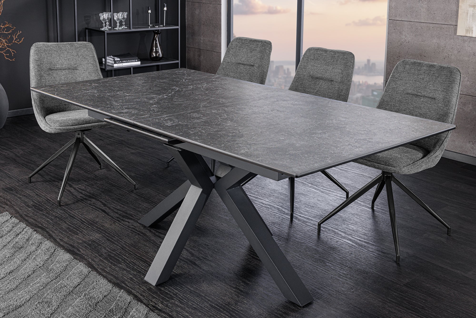 Invicta Masă dining ETERNITY - 200cm | Sticlă, Gri