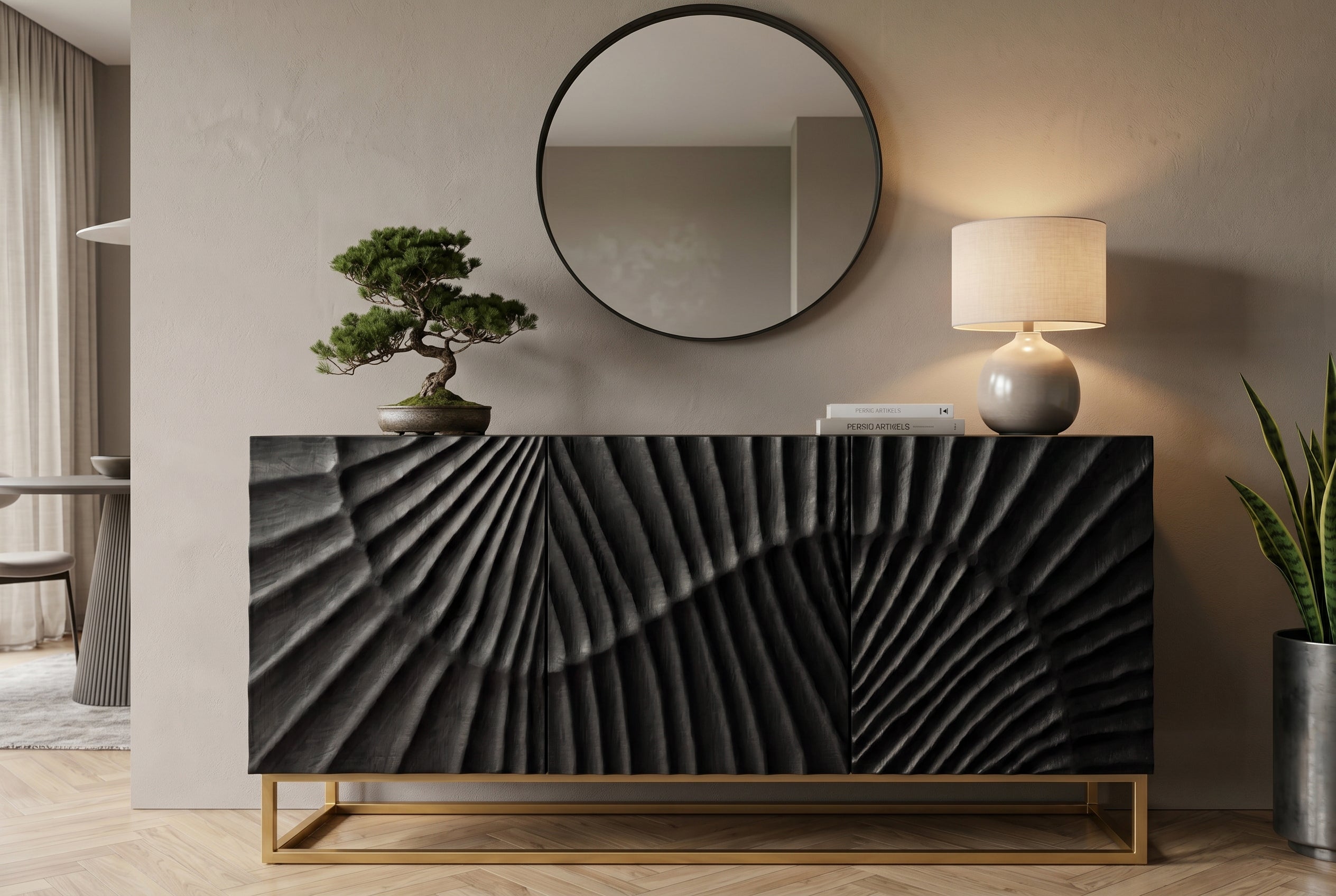 Invicta Comodă SCORPION - 140cm | Mango, Negru | 140x75x38.5 cm