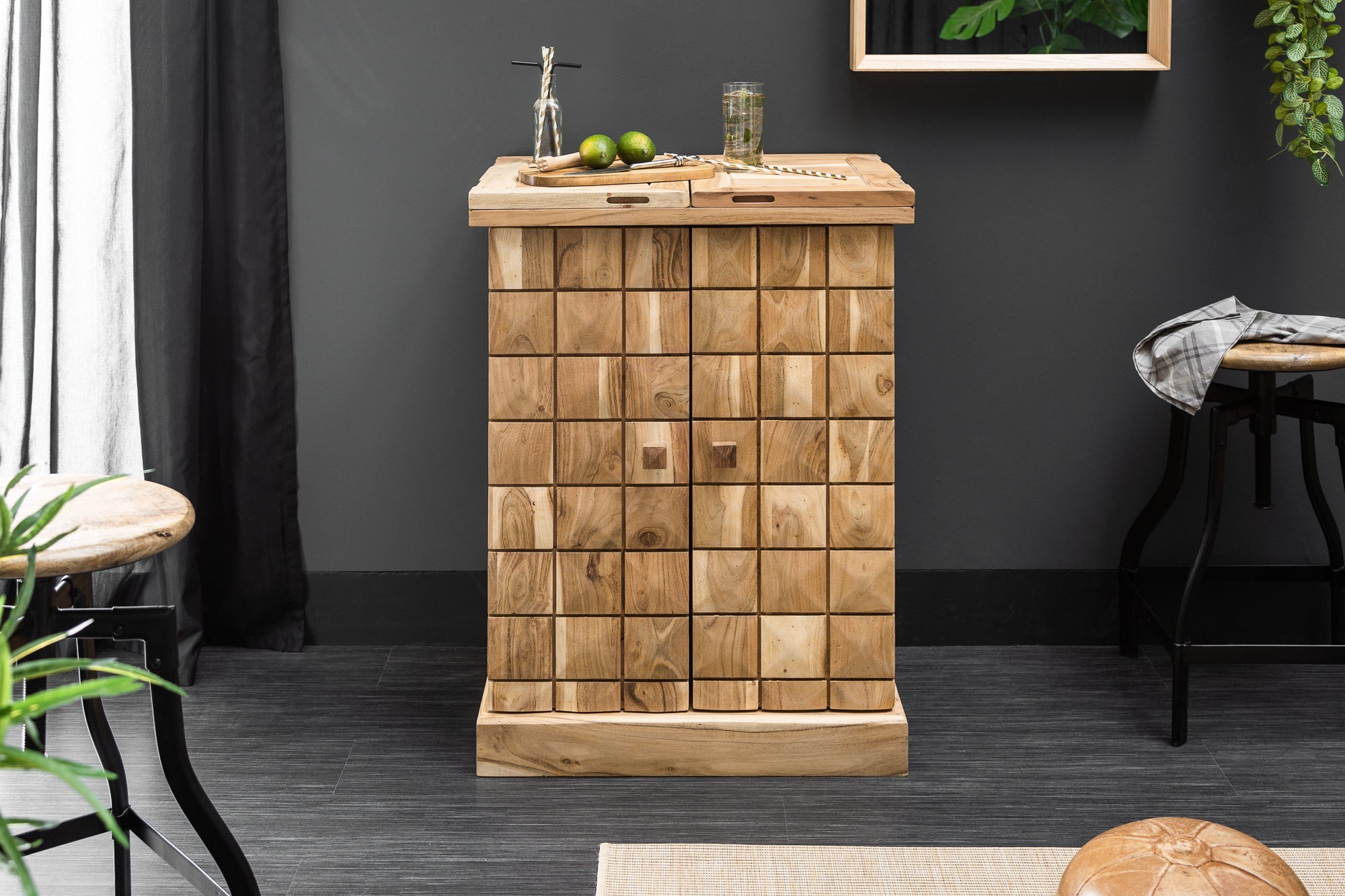 Invicta Dulap MOSAICO - 130cm | Acacia, Natural | 65x90x50 cm
