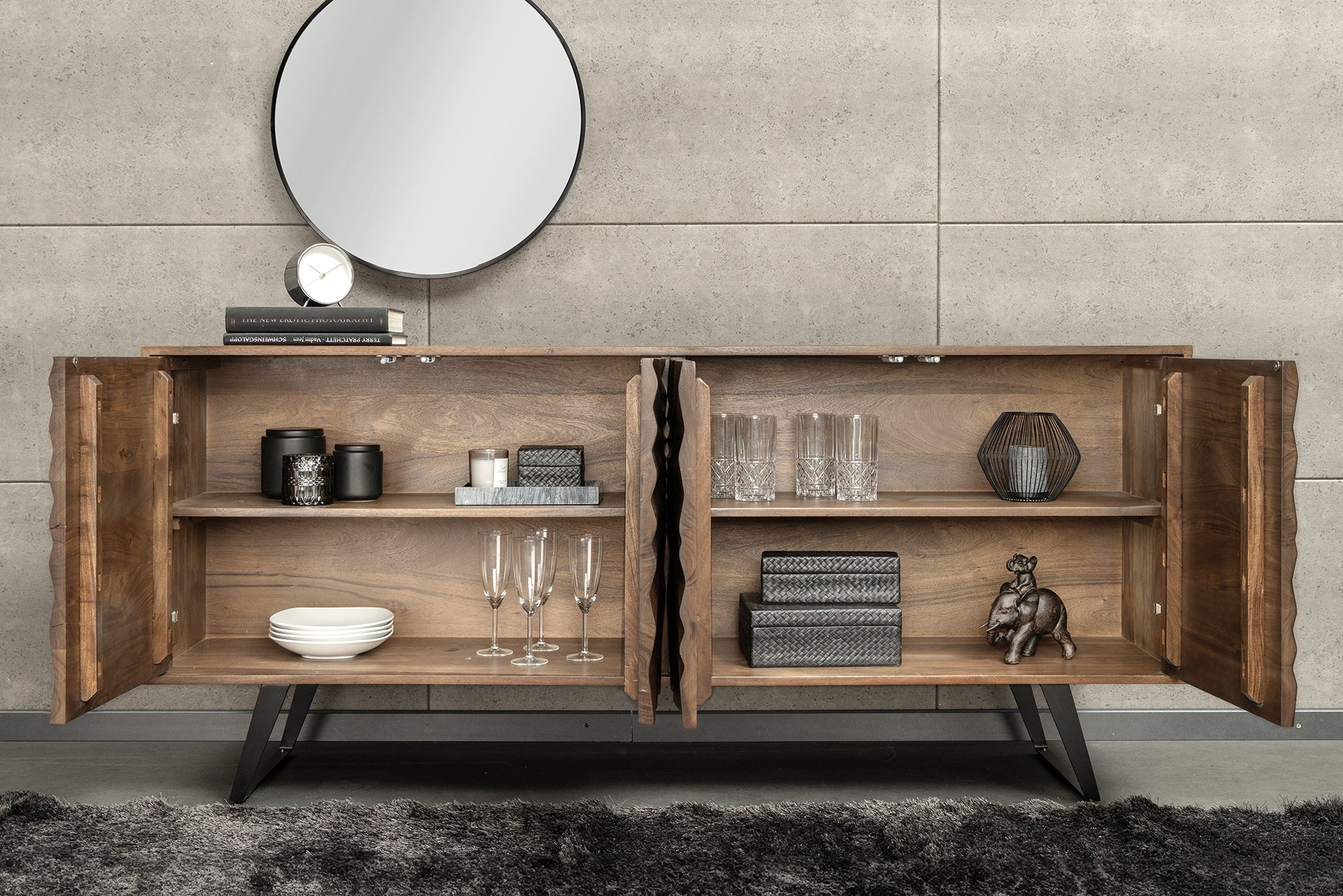 Invicta Comodă HURRICANE - 175cm | Acacia, Maro | 175x76x40 cm