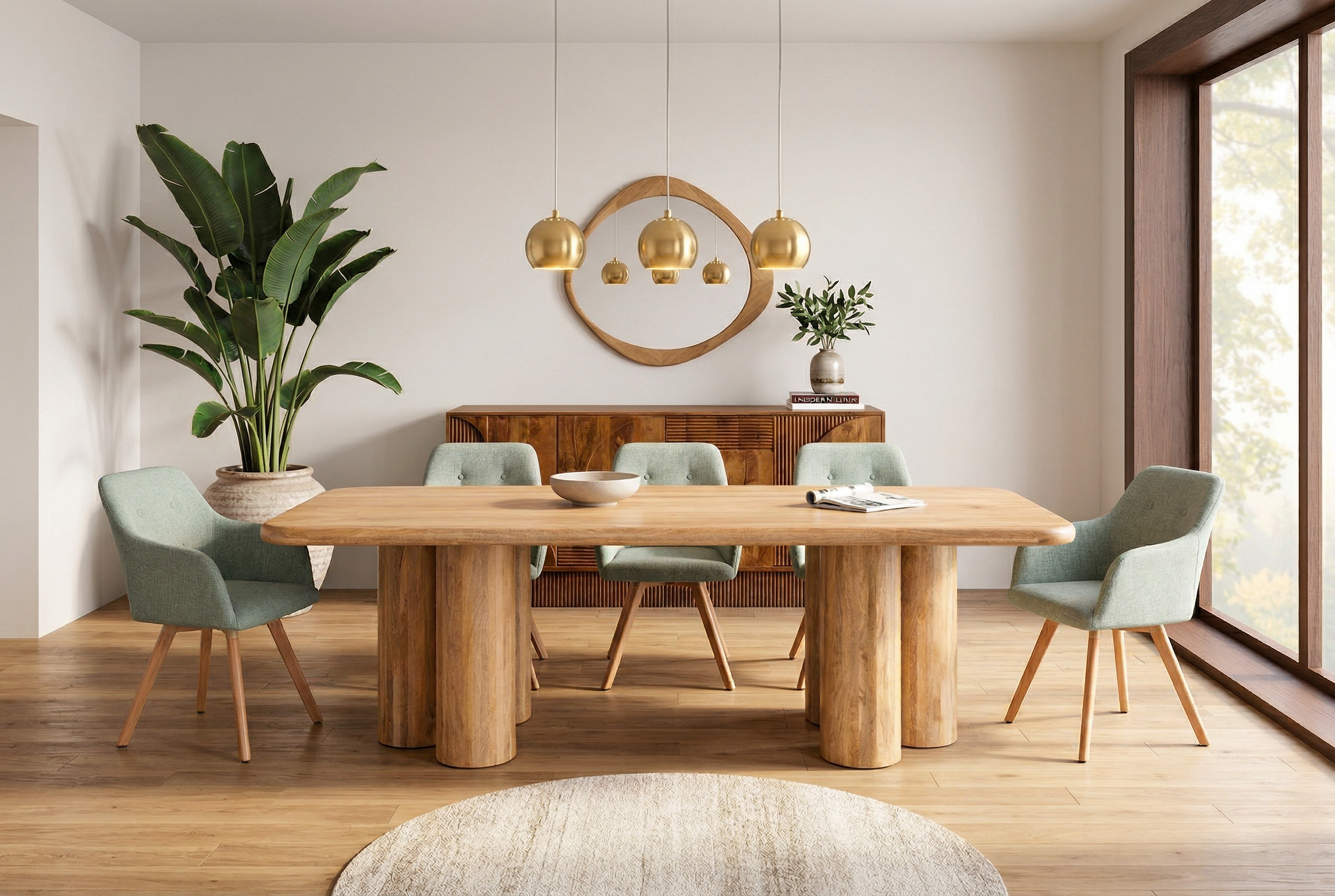 Invicta Masă dining ART DECO - 240cm | Mango, Natural | 240x76x100 cm