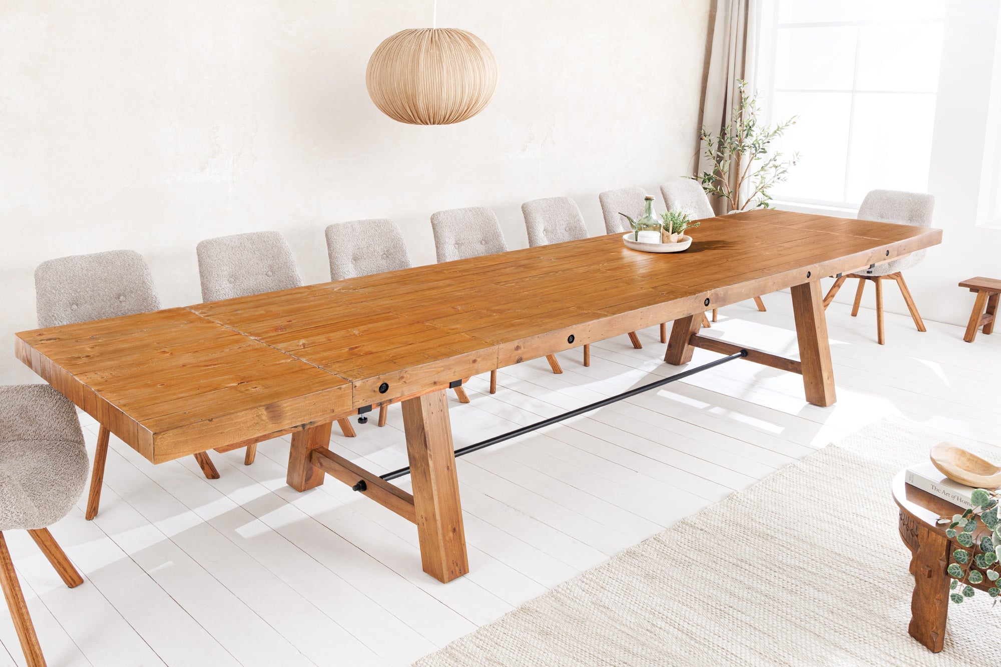 Invicta Masă dining FINCA - 400cm | Pin, Maro | 400x76x100 cm