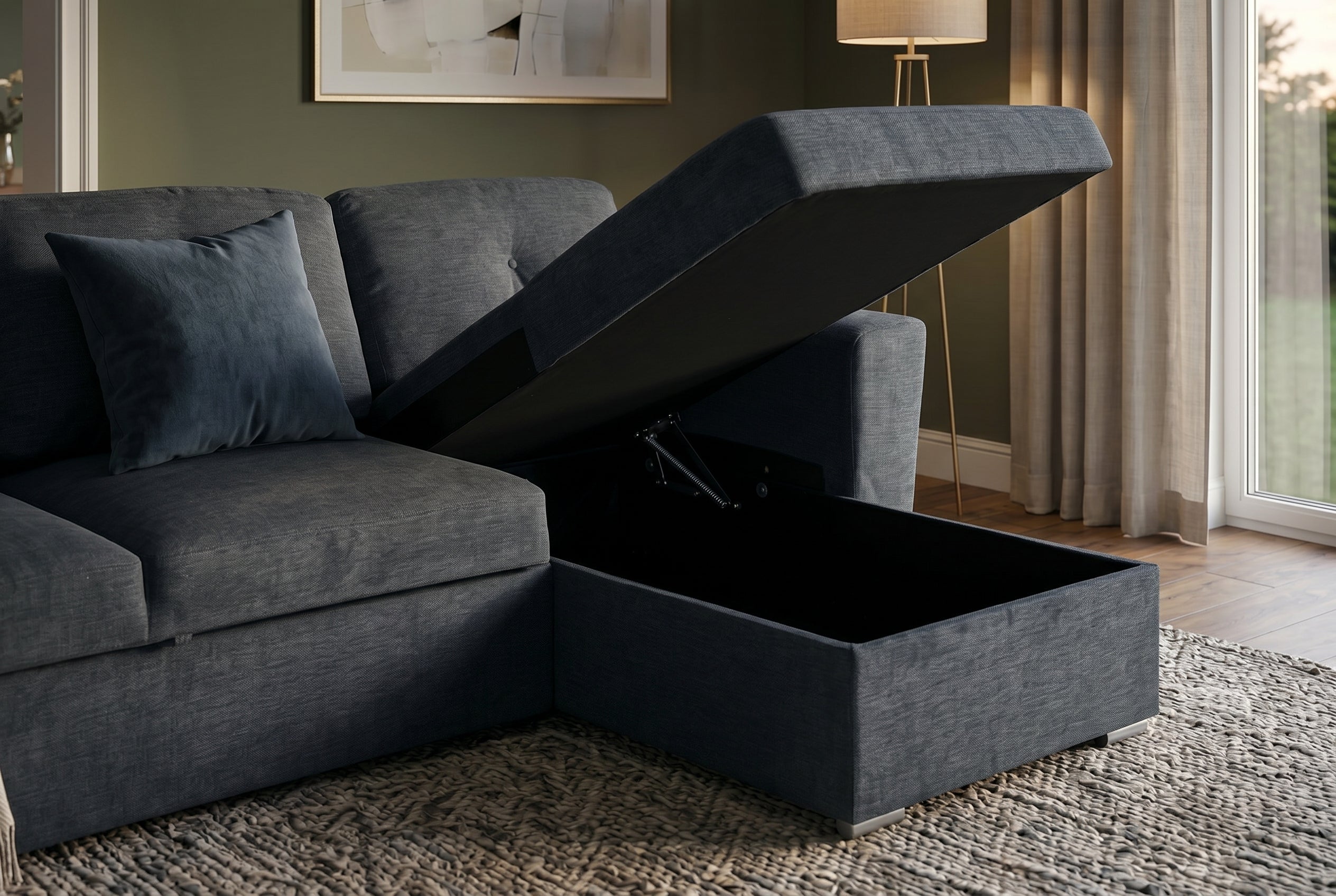 Invicta Canapea extensibilă APARTMENT - 245cm, 3 Locuri | Țesătură Texturată, Gri | 245x90x155 cm
