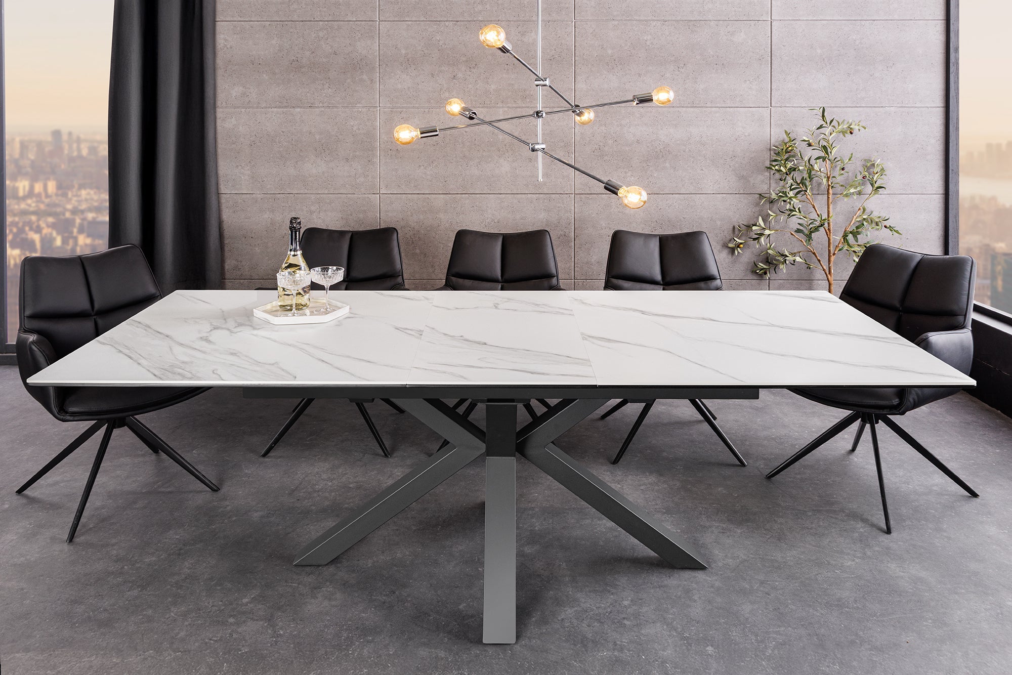 Invicta Masă dining ETERNITY - 200cm | Marmură, Sticlă, Alb