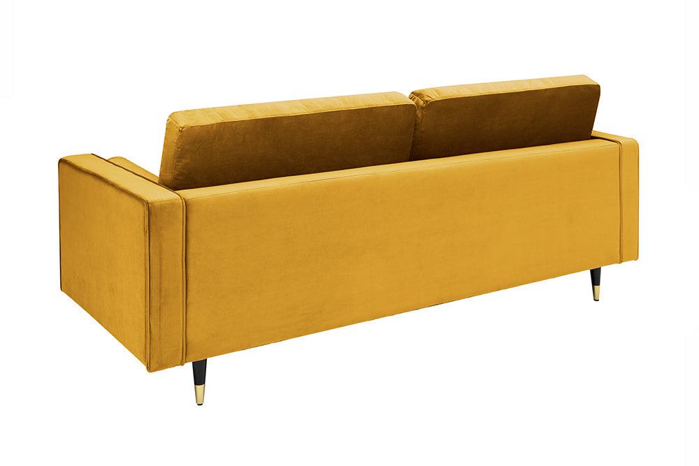 Invicta Canapea COZY VELVET - 220cm, 3 Locuri | Catifea, Galben Muștar | 220x90x85 cm