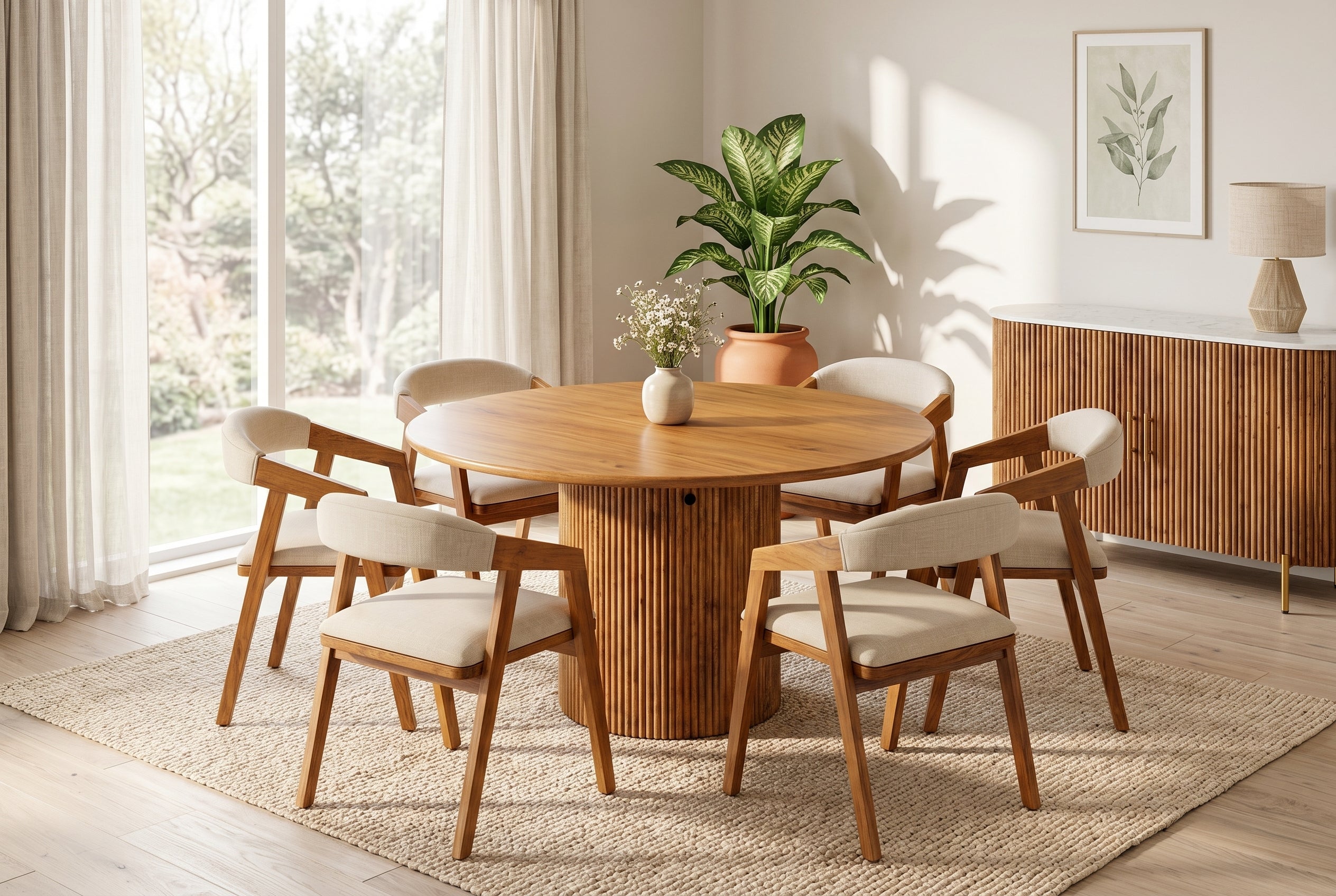 Invicta Masă dining TRES CHIC - 120cm | Mango, Maro | 120x76x120 cm