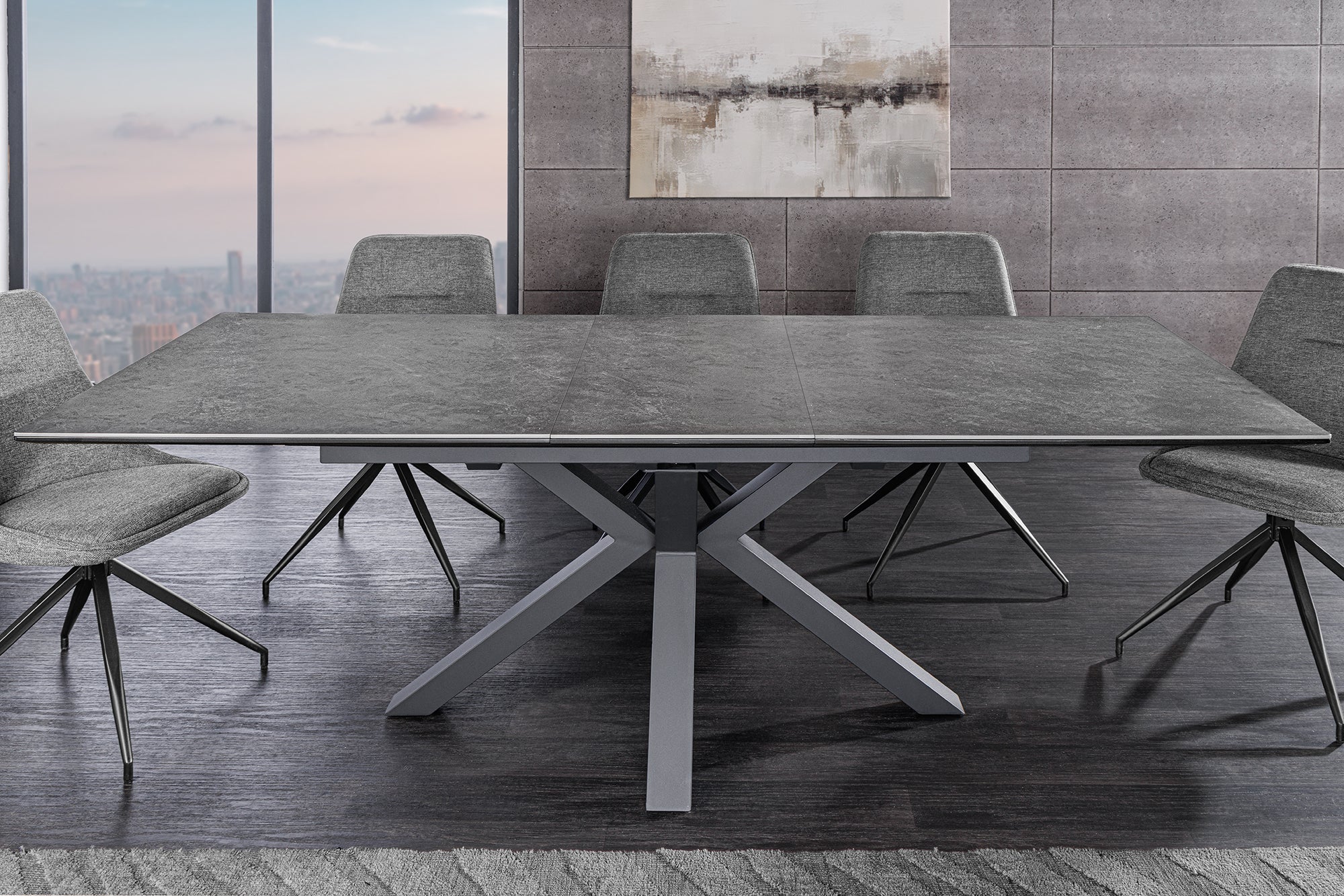 Invicta Masă dining ETERNITY - 200cm | Sticlă, Gri