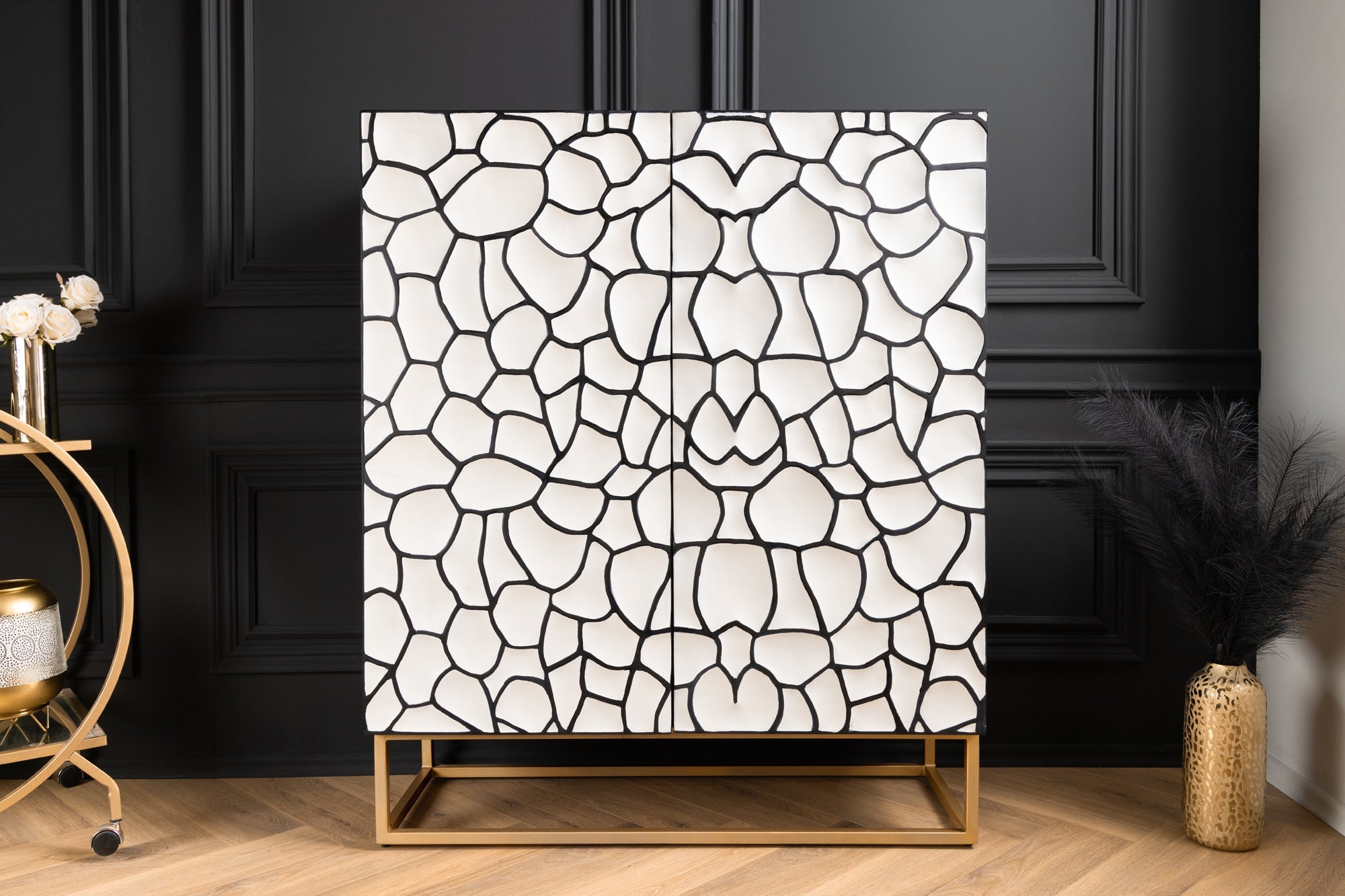 Invicta Vitrină înaltă VULCANO - 120cm | Mango, Alb | 100x120x38 cm
