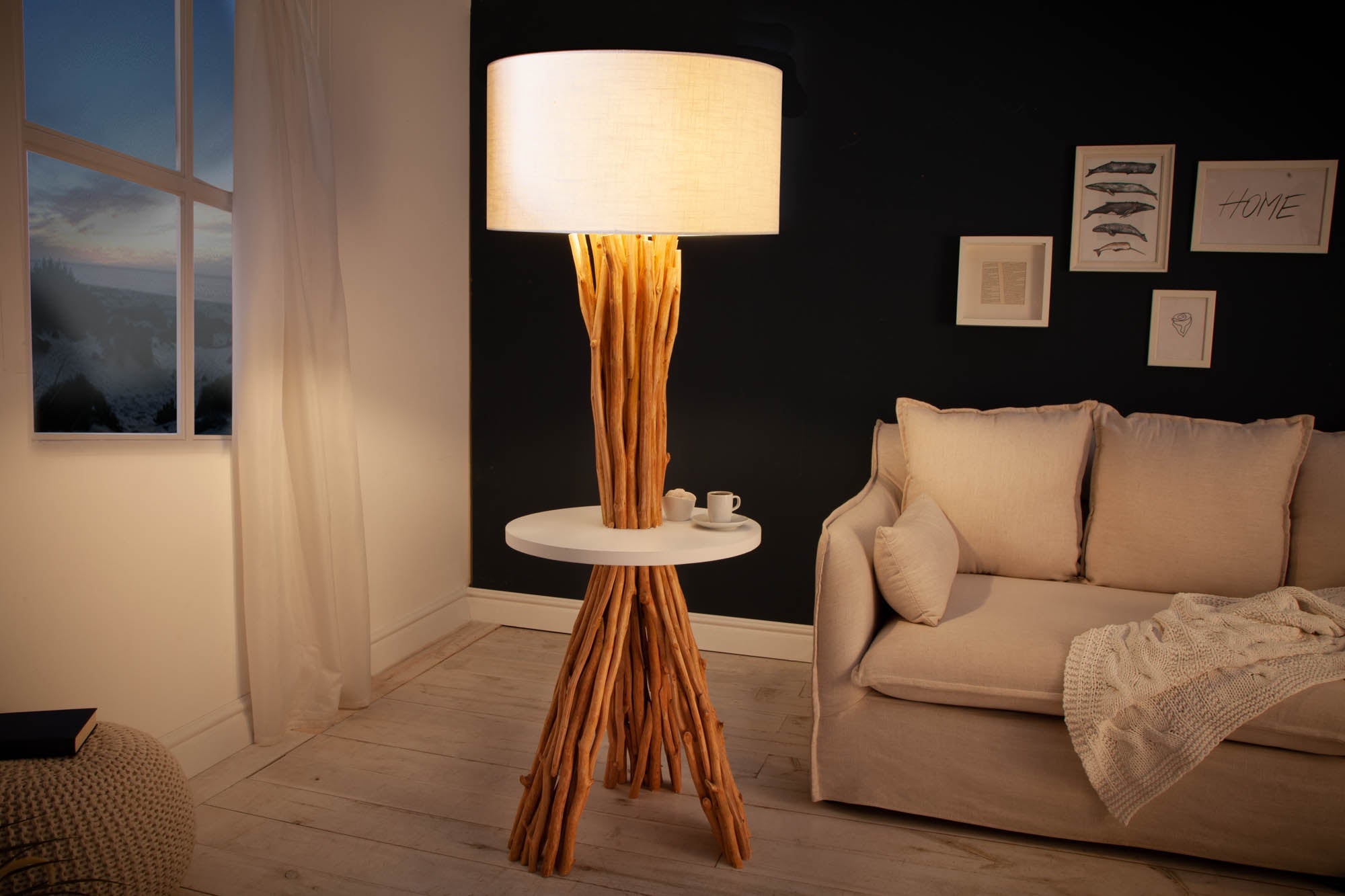 Invicta Lampadar SERVANT - 155cm | Longan, In, Alb | 50x153x50 cm