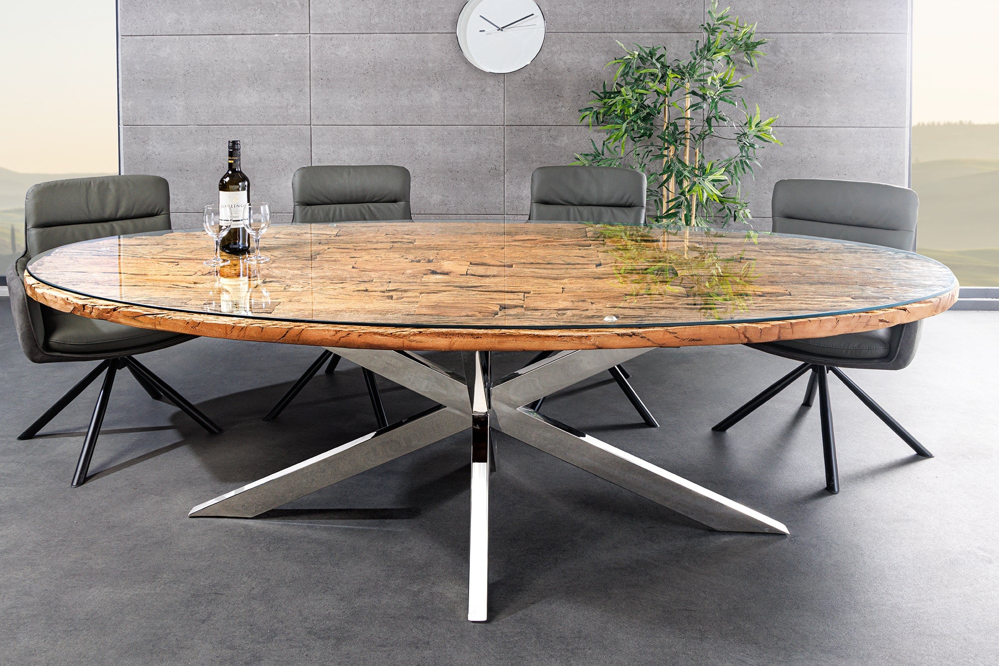 Invicta Masă dining BARRACUDA - 220cm | Sticlă | 220x78x100 cm