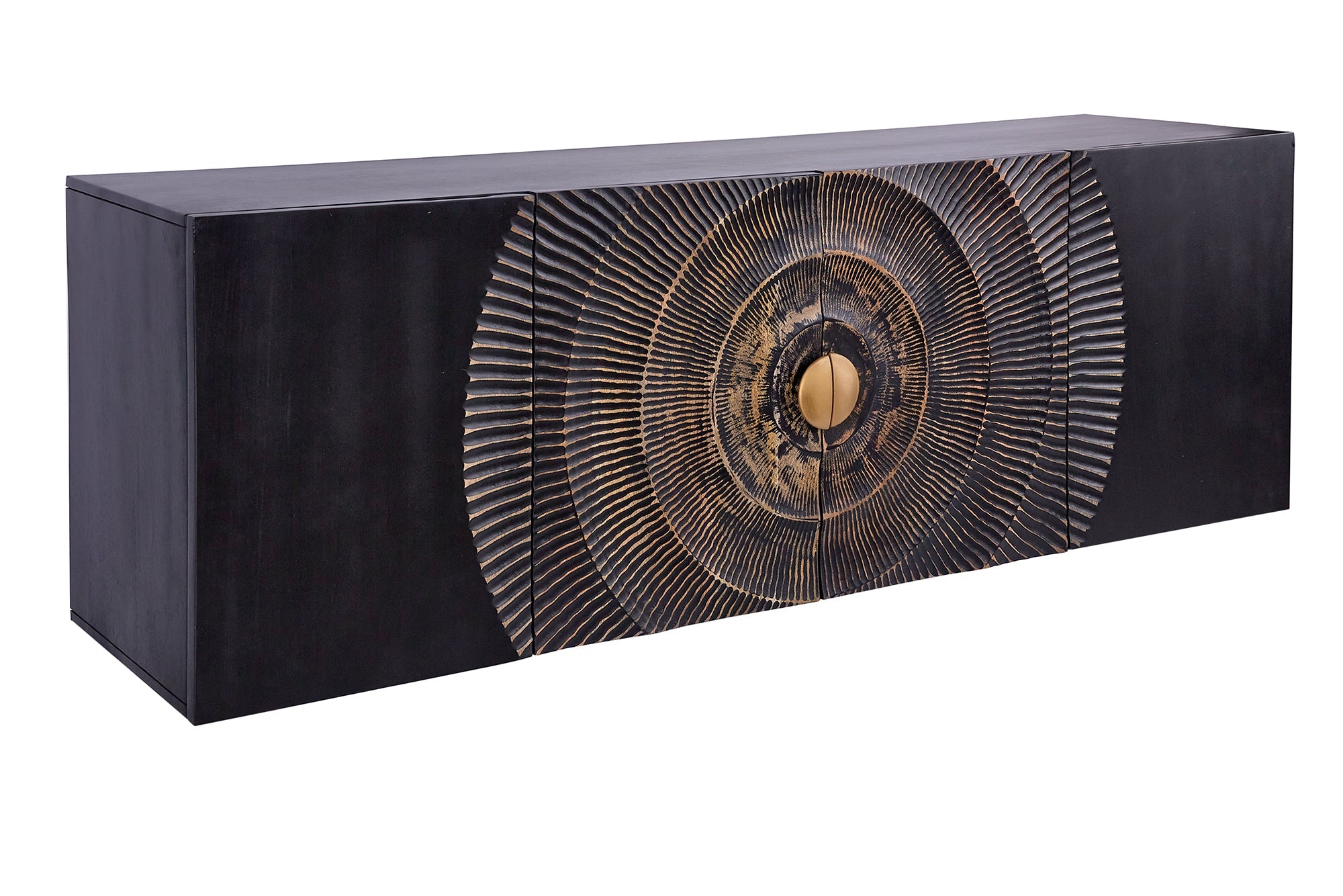 Invicta Comodă GOLDEN SUNSET - 180cm | Mango, Negru | 177x58x38 cm