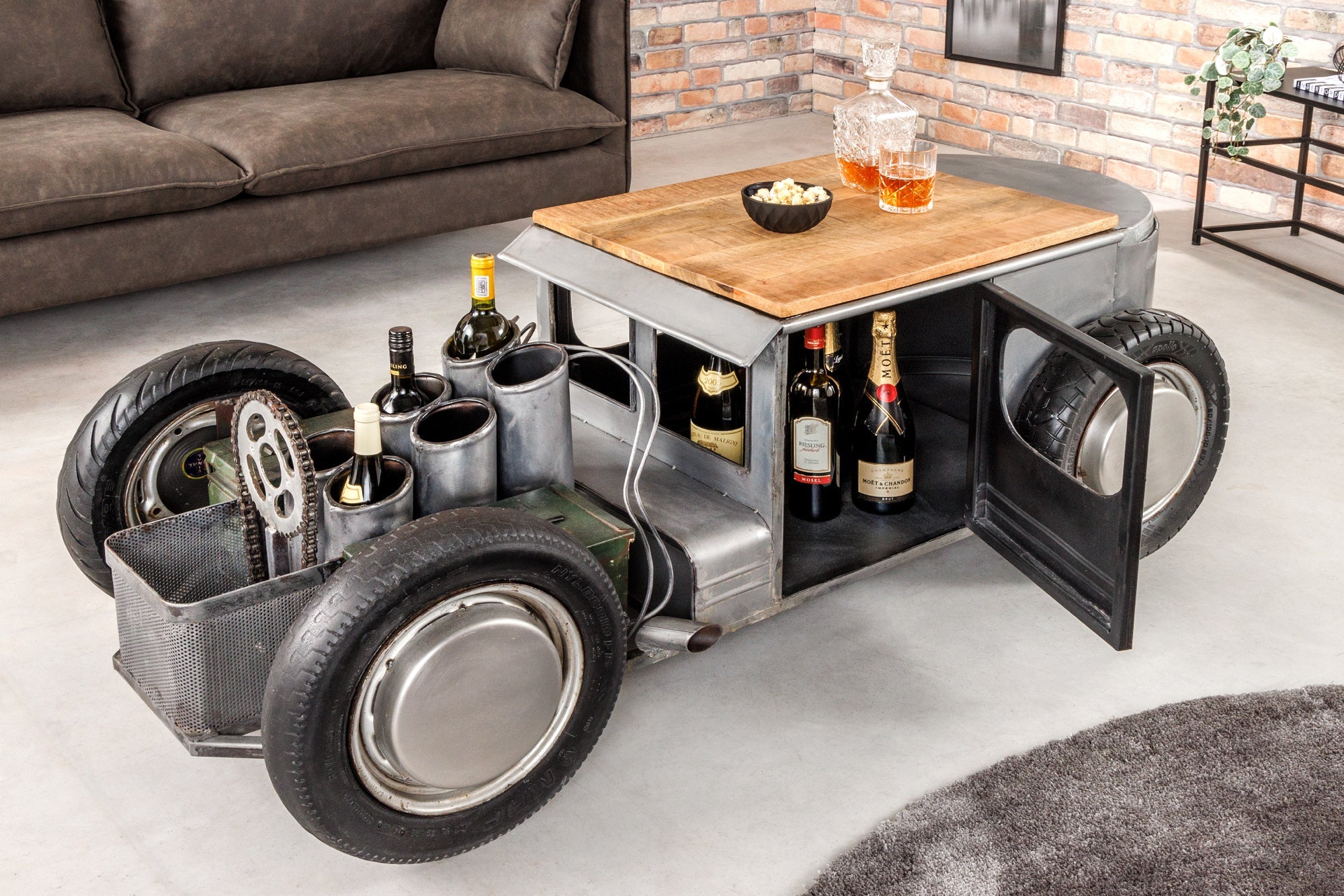 Invicta Masă cafea HOT ROD - 165cm | Mango | 165x56x73 cm