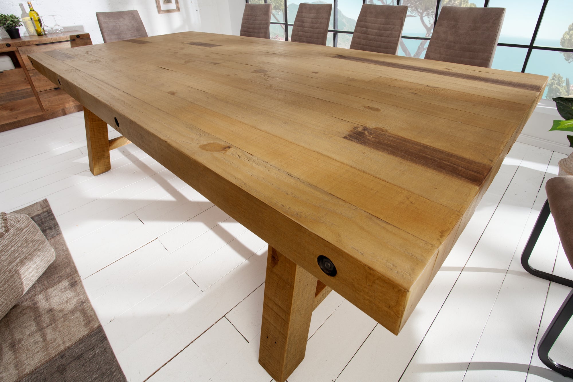 Invicta Masă dining FINCA - 240cm | Pin, Maro | 240x76x110 cm