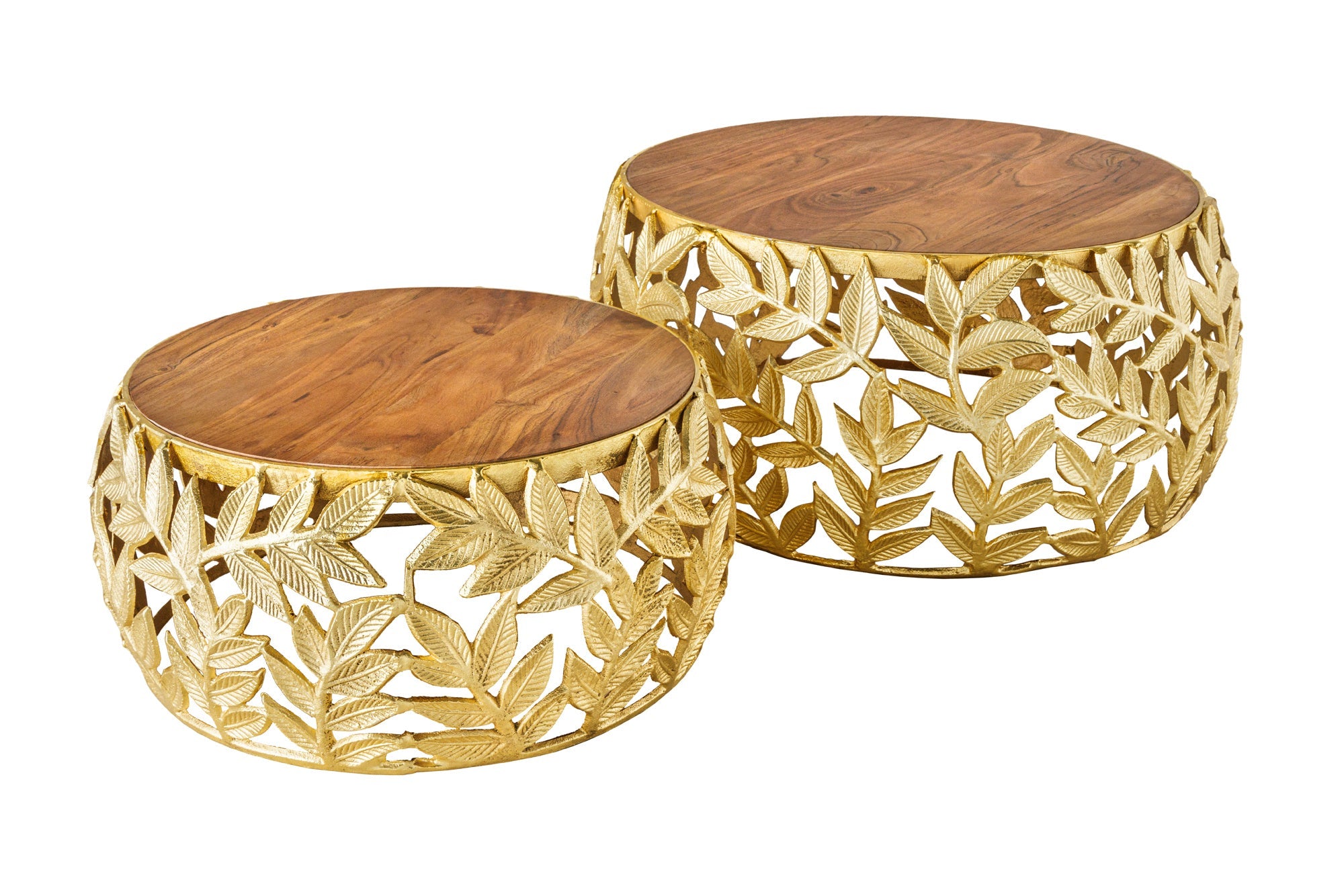 Invicta Masă cafea ABSTRACT LEAF - 68cm | Acacia, Auriu