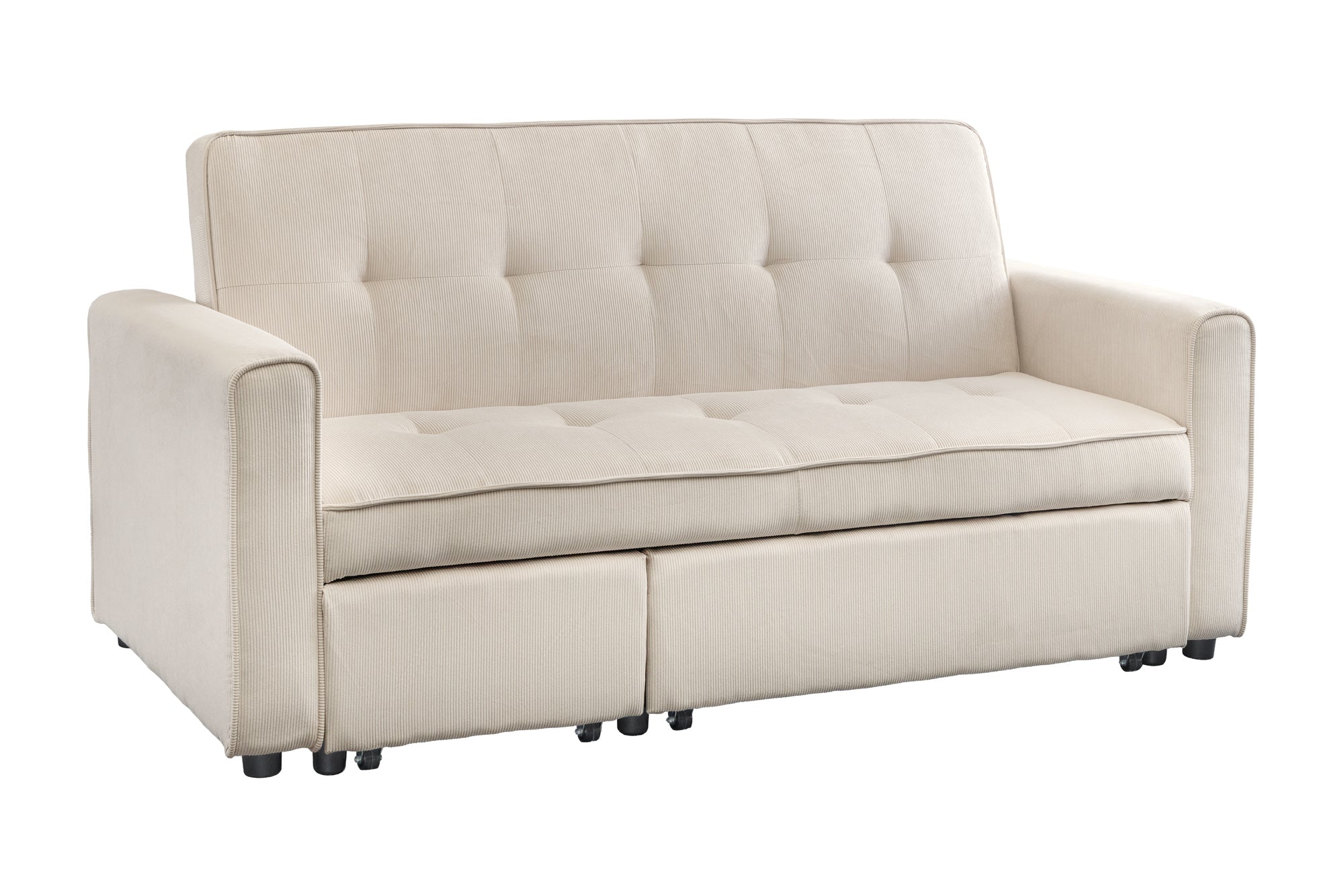 Invicta Canapea extensibilă SMART - 180cm, 2 Locuri | Țesătură Cord, Bej | 180x95x90 cm