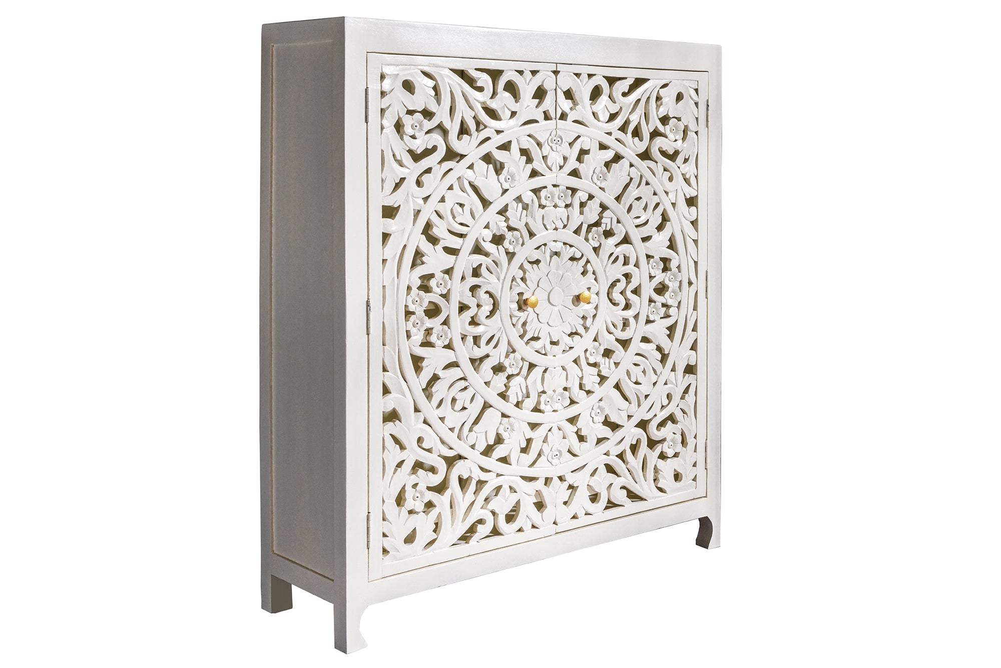 Invicta Vitrină înaltă MARRAKECH - 140cm | Mango, Alb | 110x140x38 cm