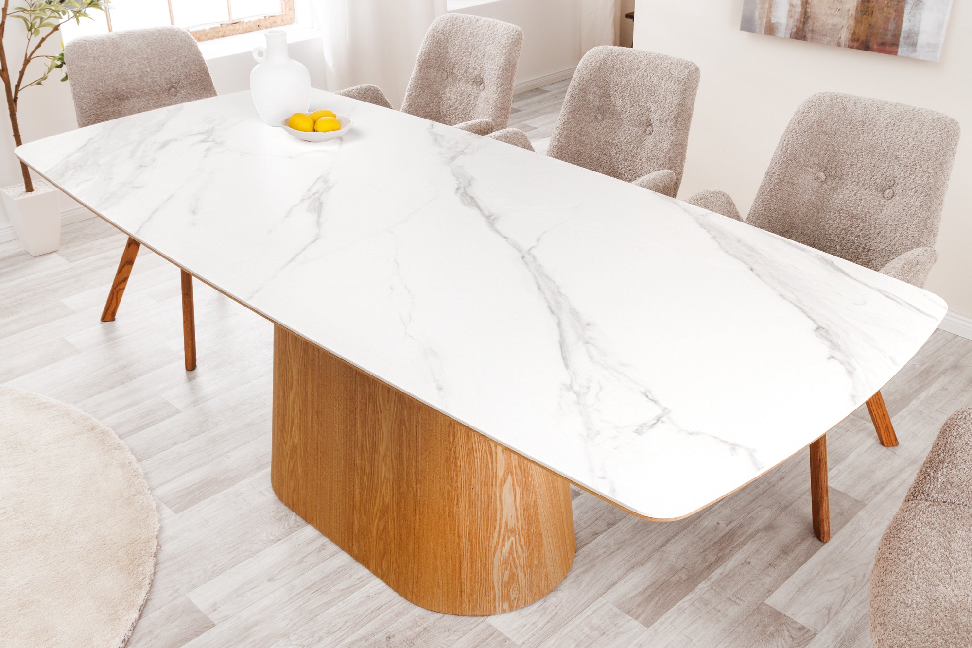 Invicta Masă dining UNIQUE - 200cm | Stejar, Marmură, Alb | 200x76x90 cm