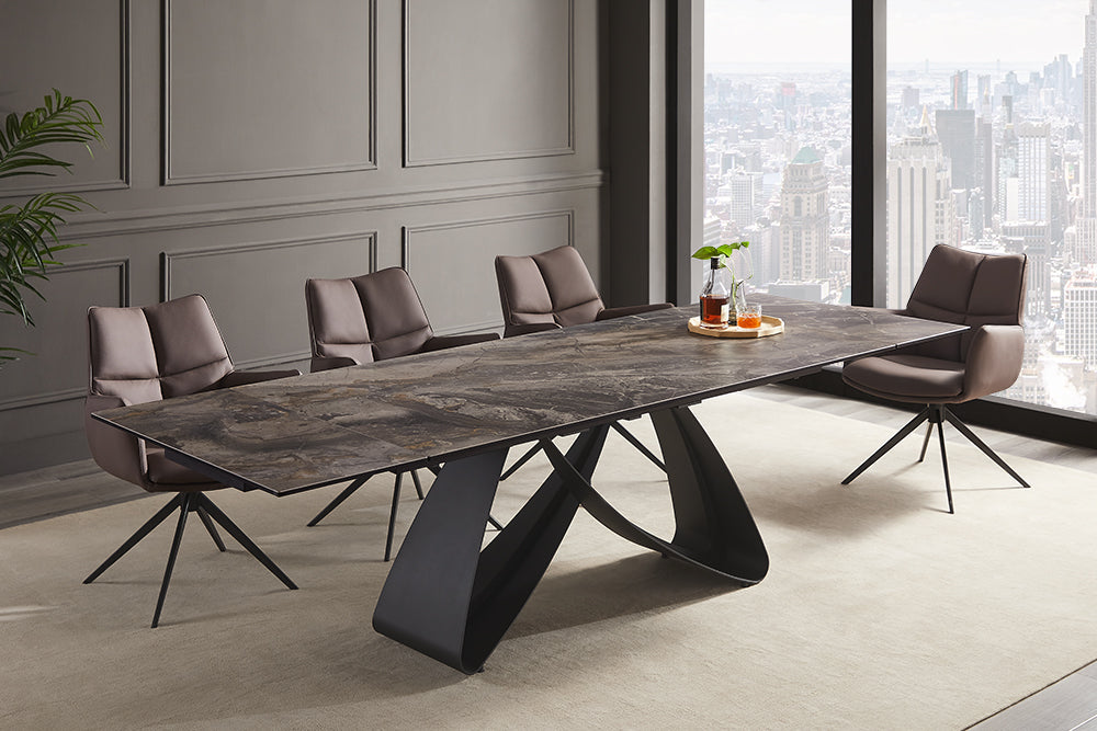 Invicta Masă dining INFINITY - 260cm | Marmură, Sticlă, Roșu | 260x76x90 cm