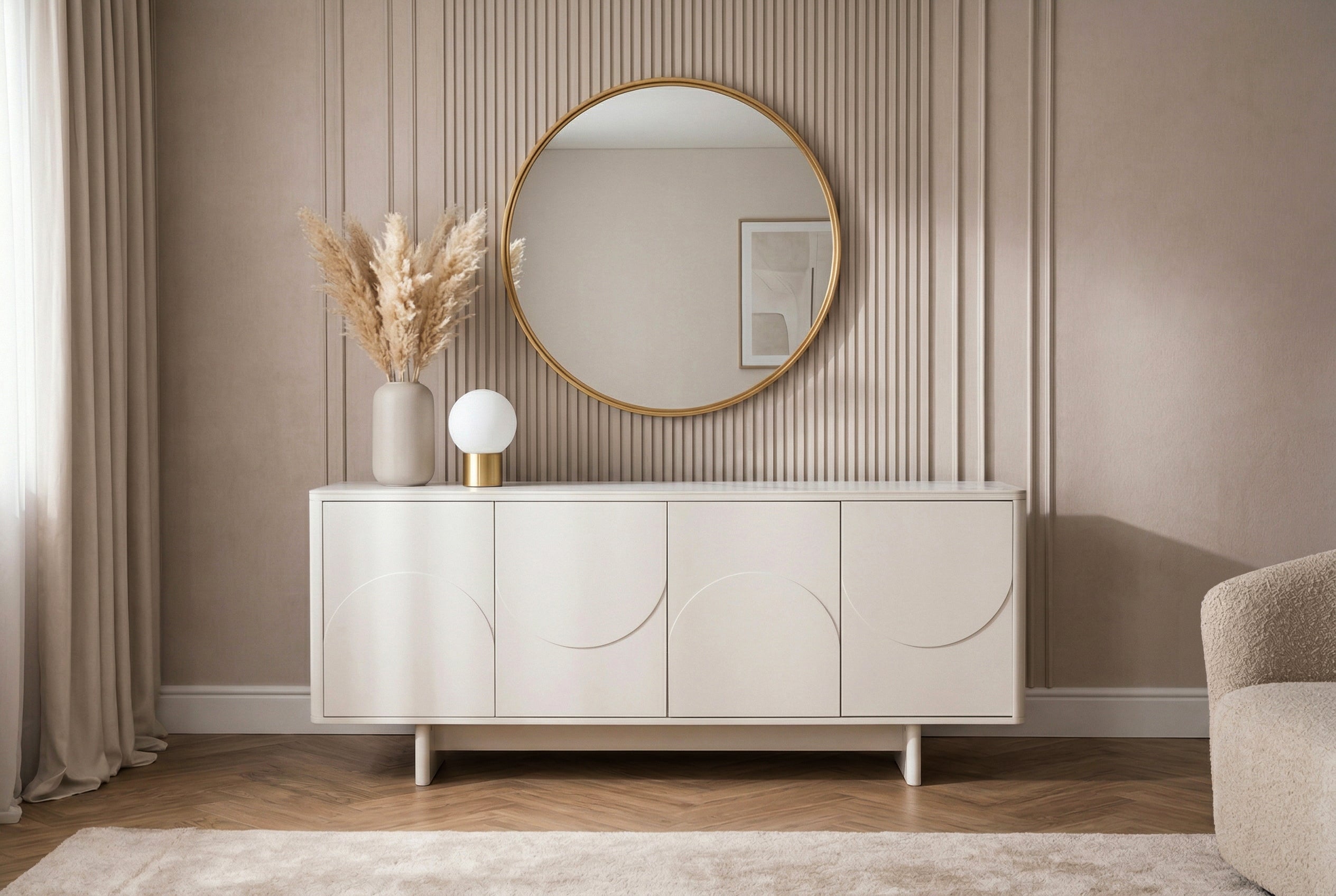 Invicta Comodă SAVOY - 180cm | Marmură, Alb | 180x76x40 cm