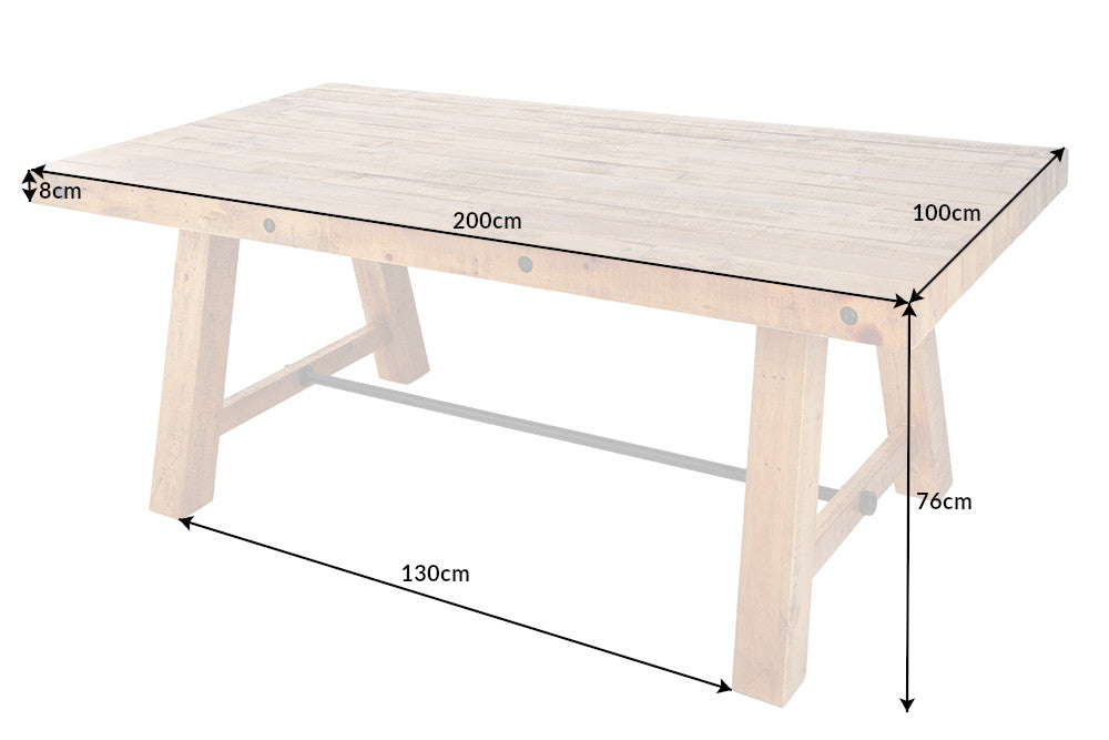 Invicta Masă dining FINCA - 200cm | Pin, Maro