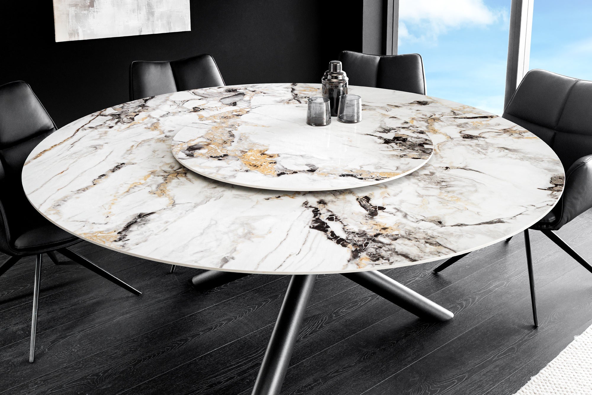 Invicta Masă dining SPIN - 150cm | Marmură, Alb