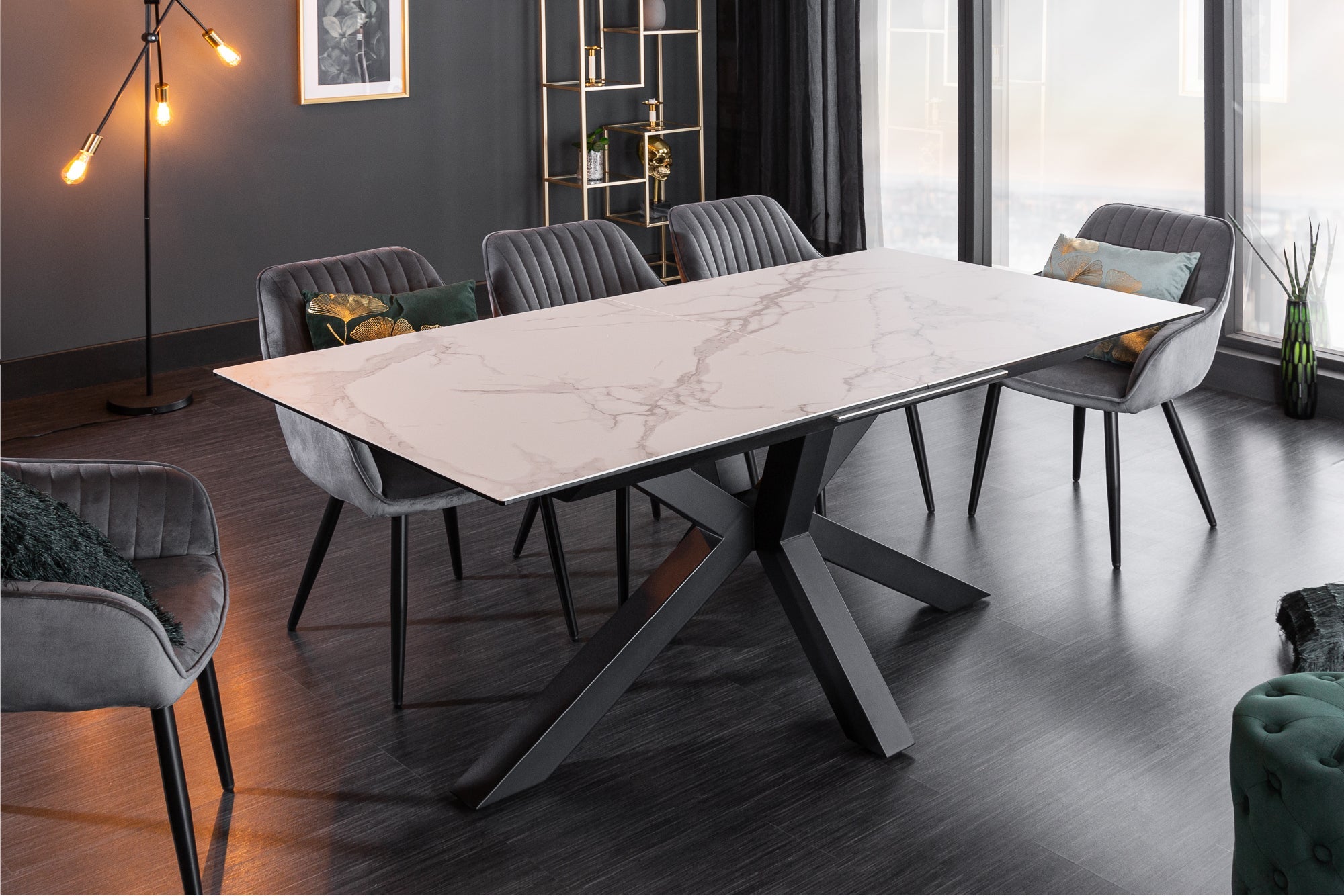 Invicta Masă dining ETERNITY - 225cm | Marmură, Sticlă, Roșu | 180x76x90 cm