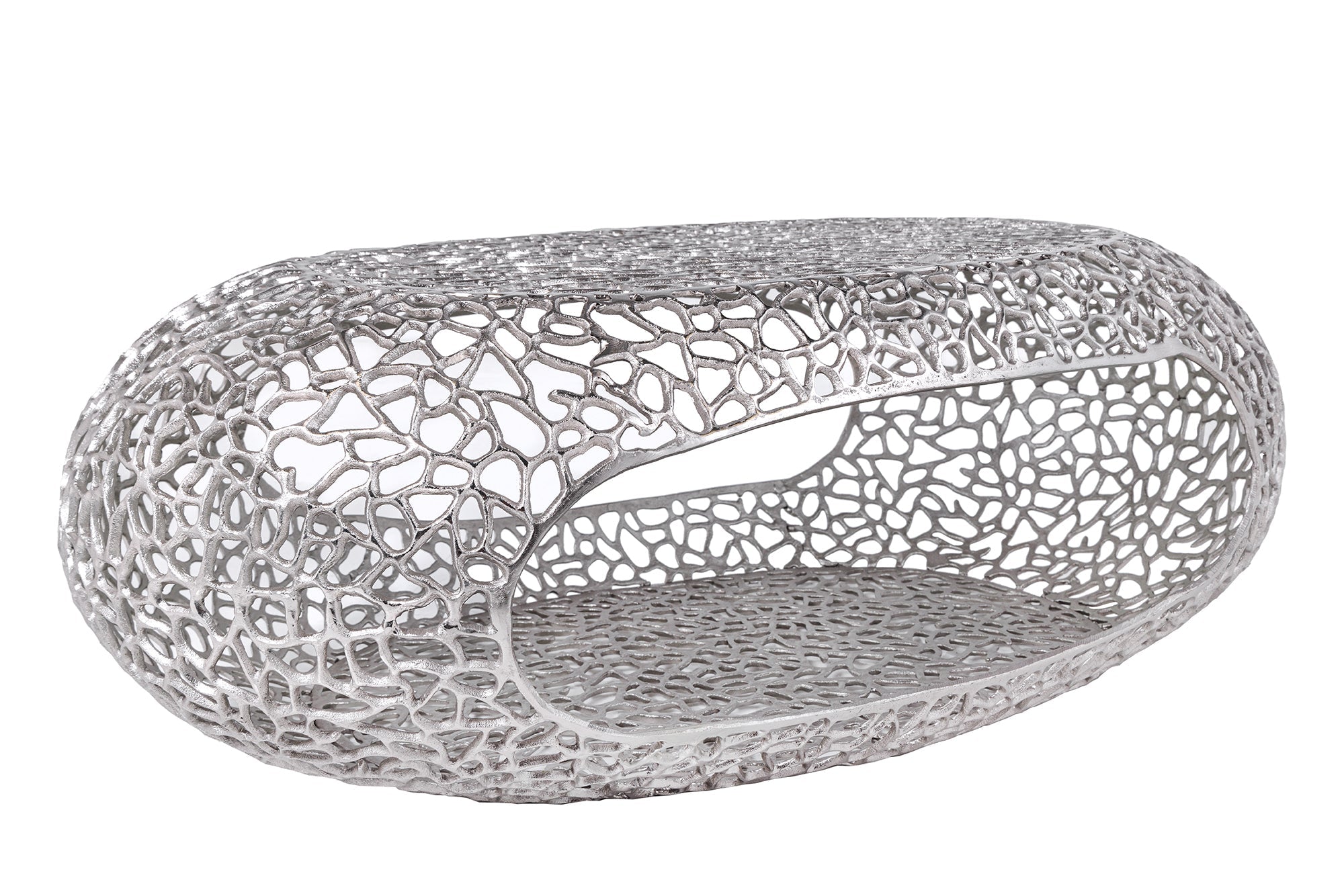 Invicta Masă cafea ORGANIC LEAF - 120cm | Argintiu | 119x40x66 cm