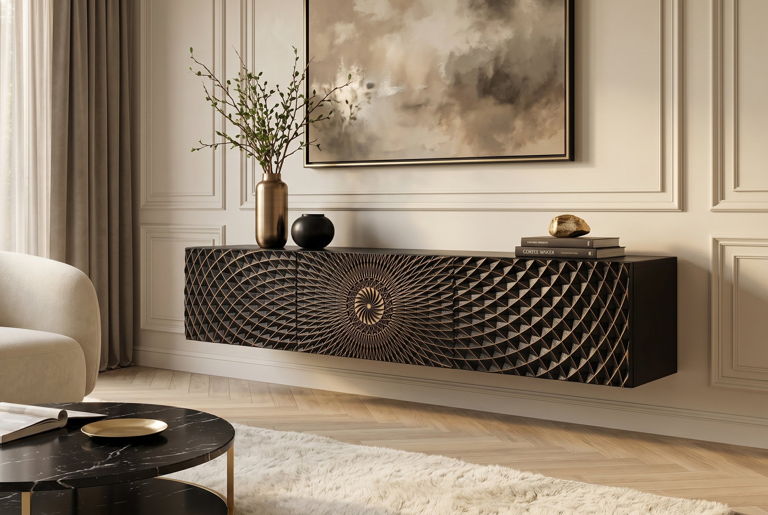 Invicta Comodă TV TV - 160cm | Mango, Negru | 160x30x33 cm