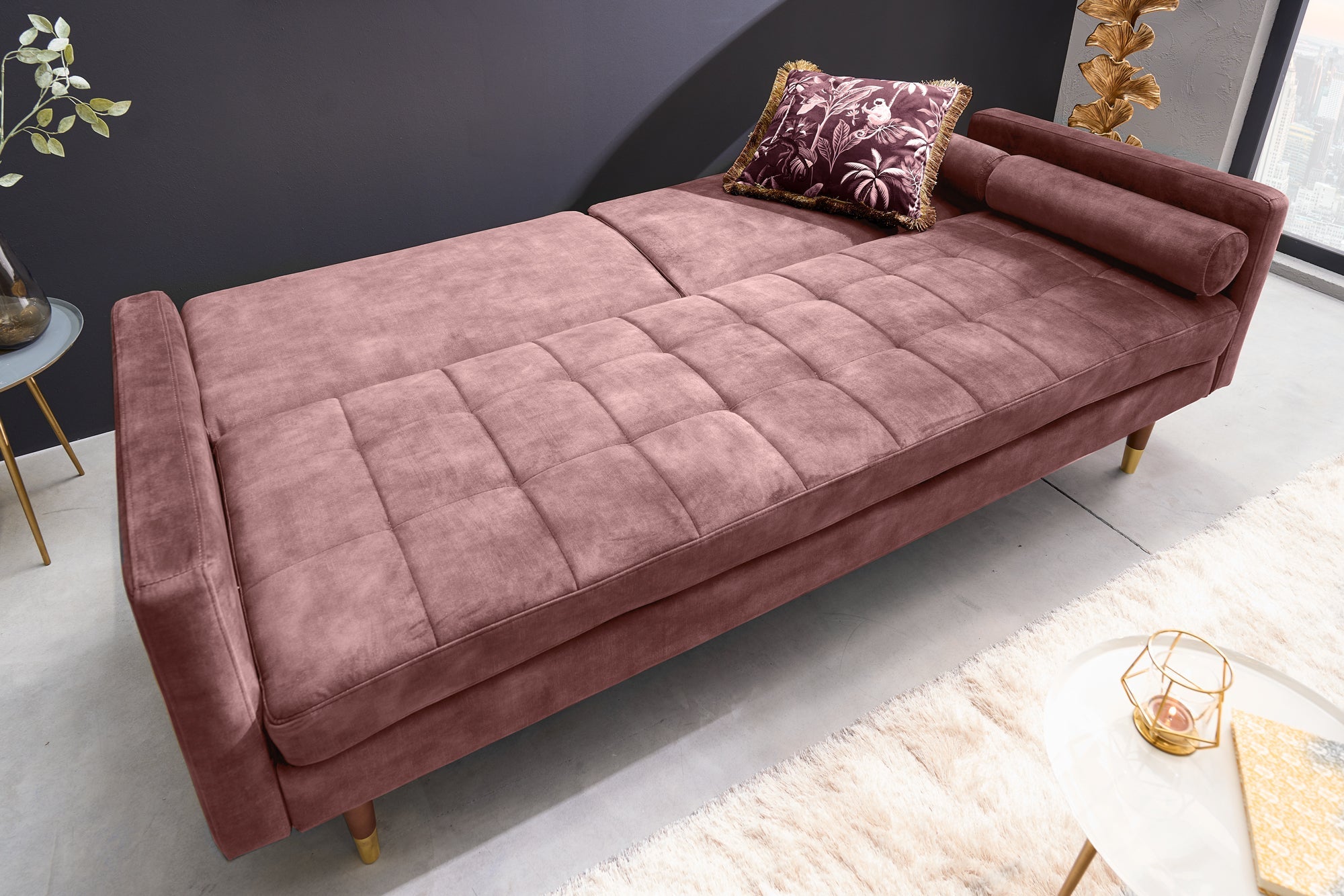 Invicta Canapea extensibilă COUTURE - 200cm | Roz | 196x80x74 cm