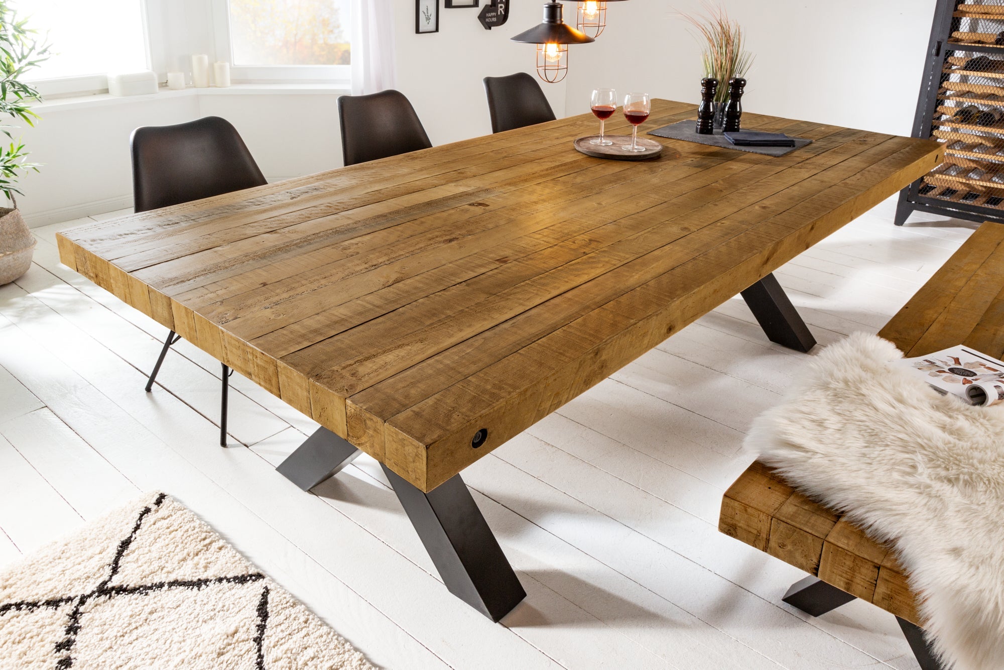 Invicta Masă dining THOR - 200cm | Pin, Maro | 200x76x100 cm