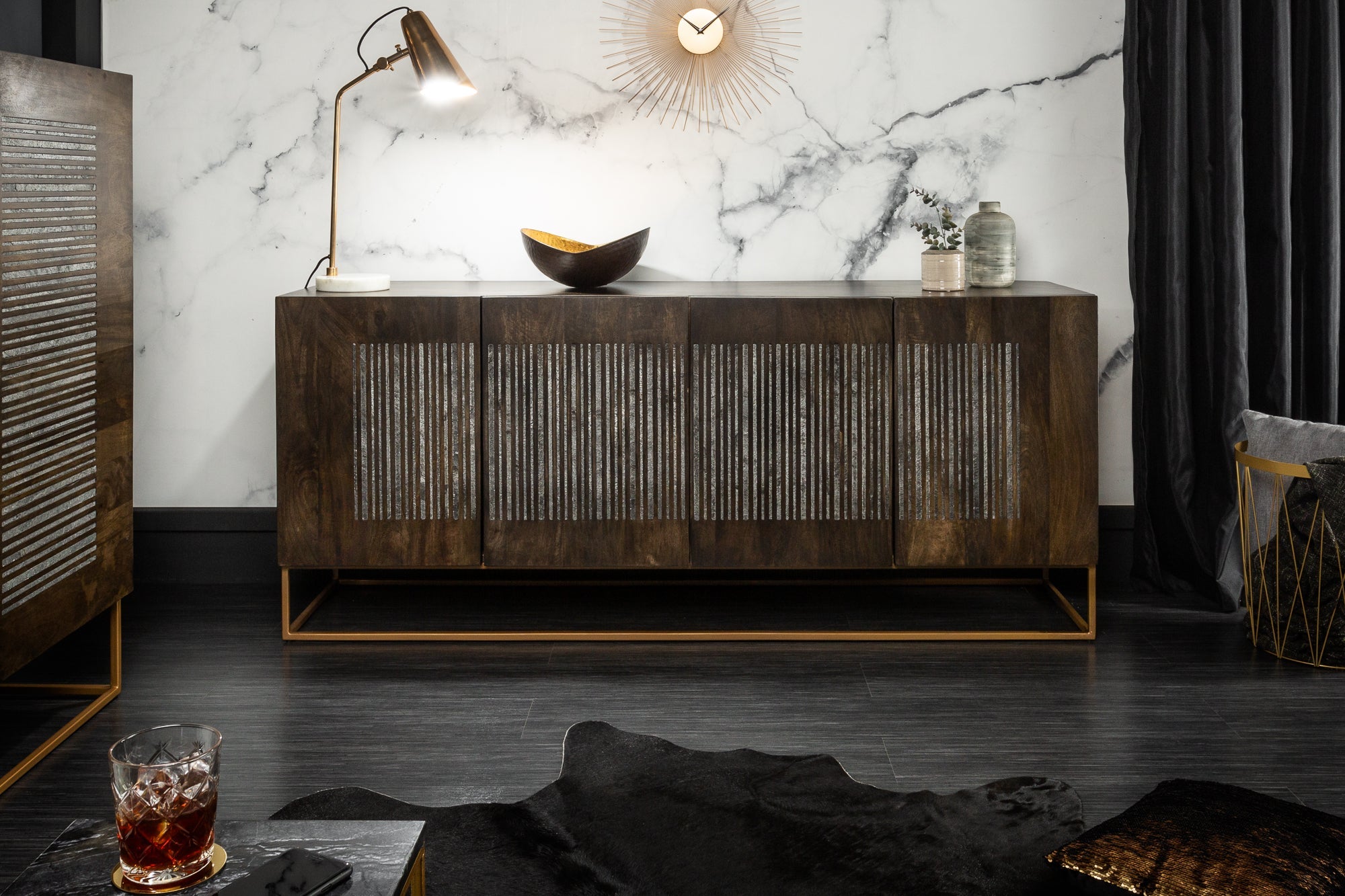 Invicta Comodă ONYX - 180cm | Mango | 177x76x45 cm