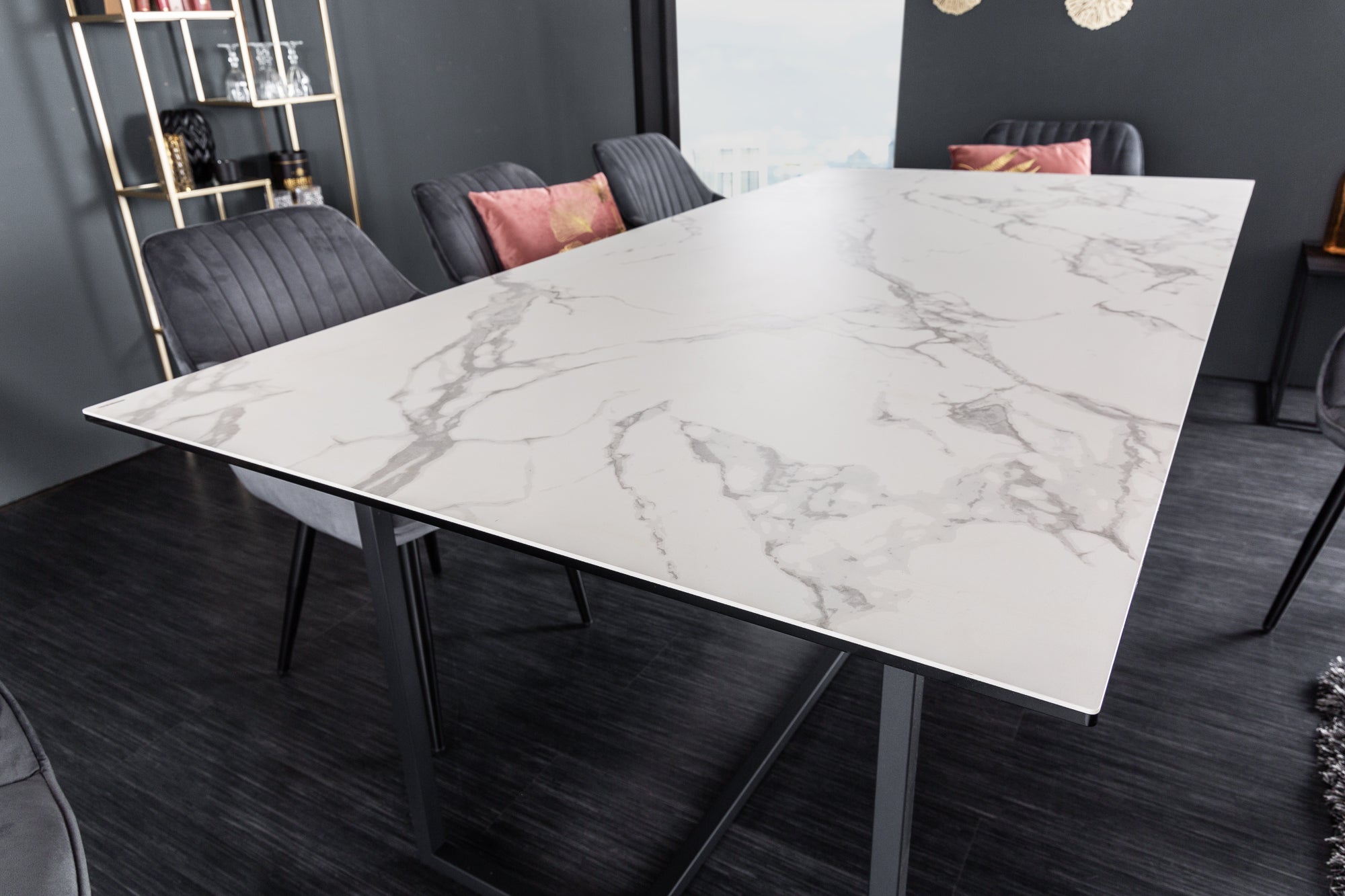Invicta Masă dining SYMBIOSE - 200cm | Marmură, Sticlă, Alb | 200x76x100 cm