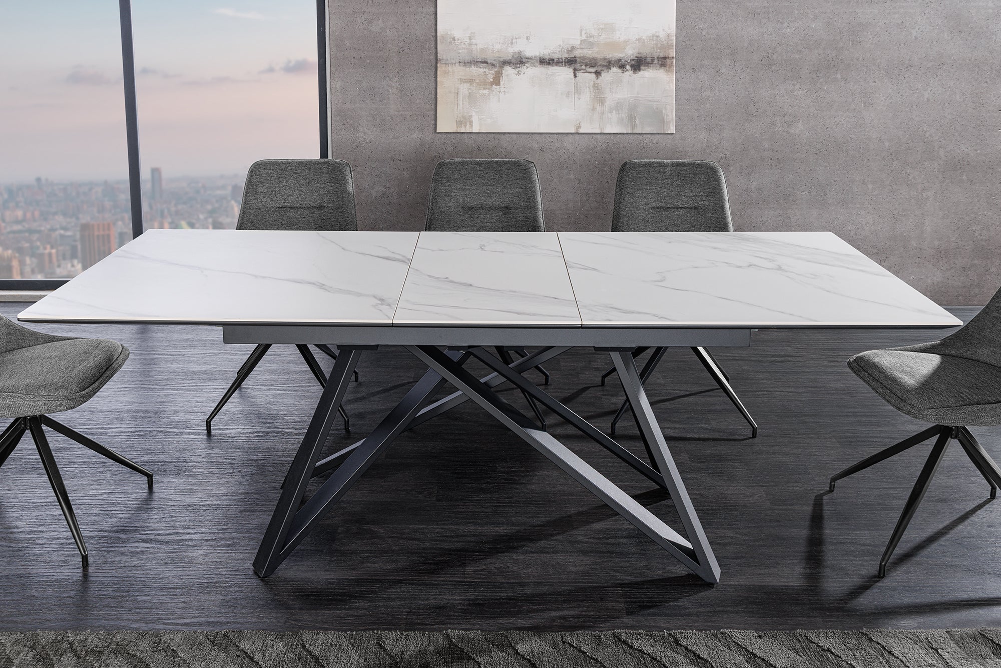 Invicta Masă dining ATLAS - 200cm | Marmură, Sticlă, Alb