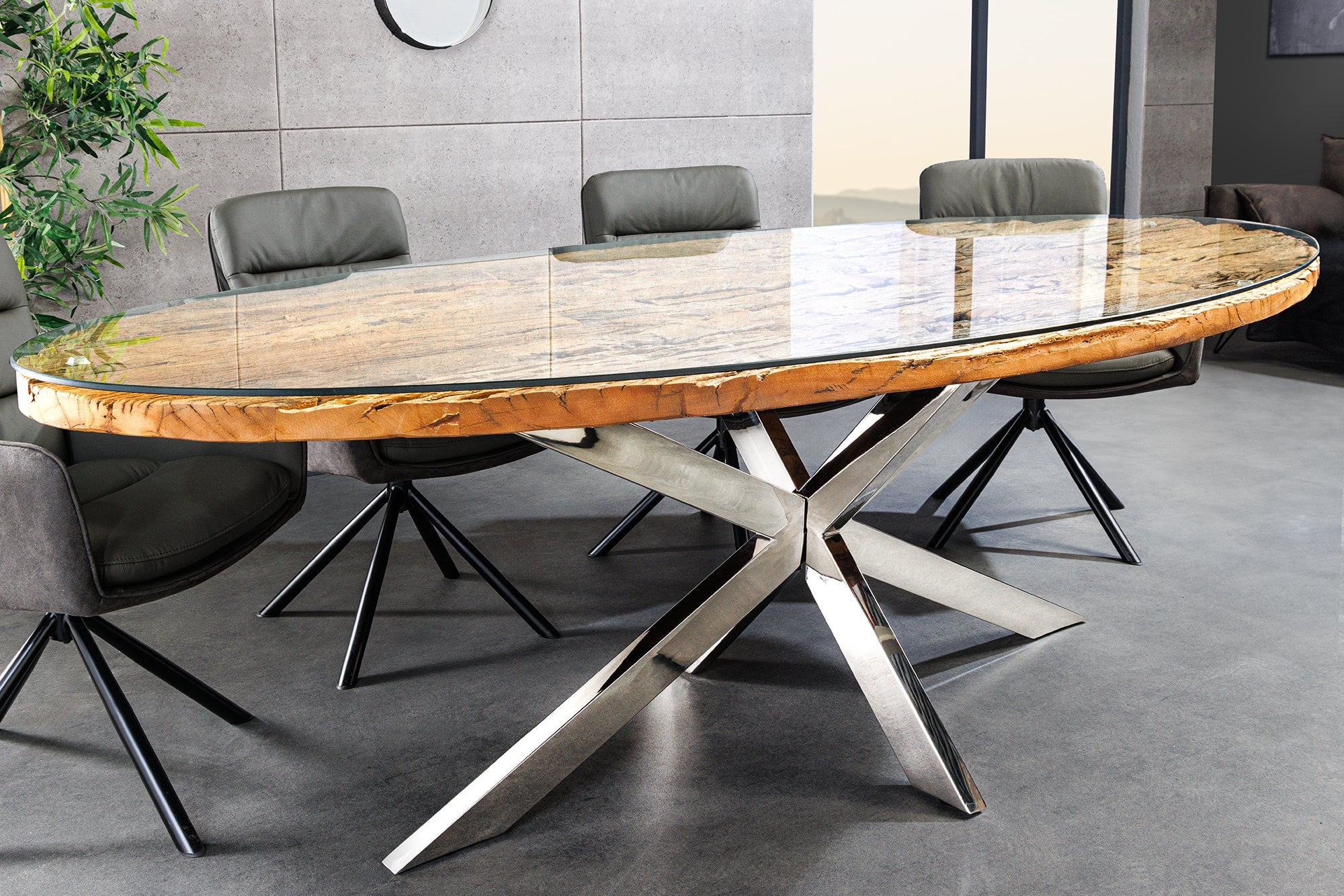 Invicta Masă dining BARRACUDA - 220cm | Sticlă | 220x78x100 cm