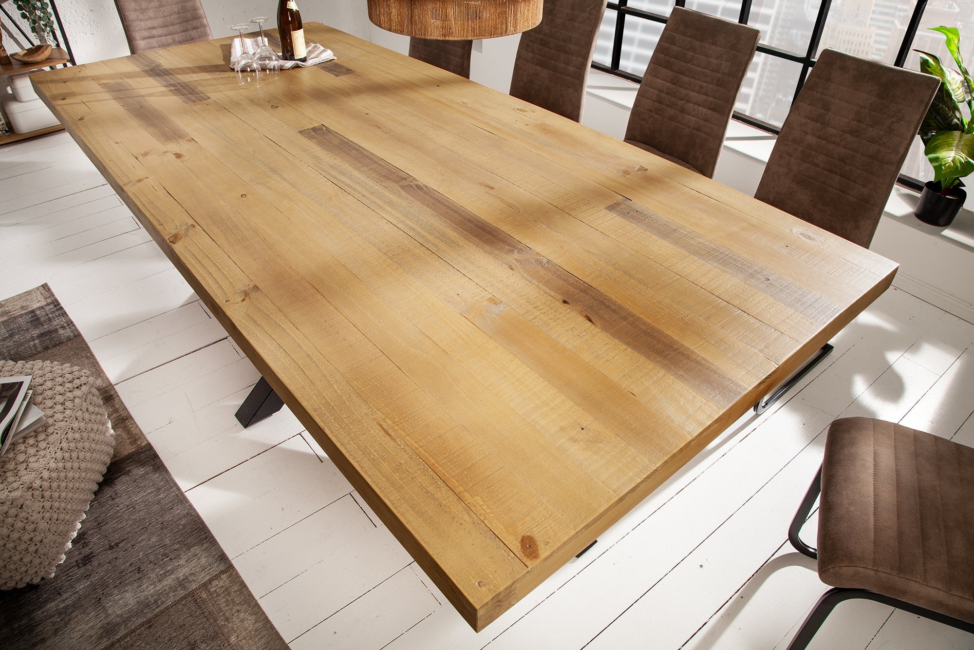 Invicta Masă dining GALAXIE - 200cm | Pin, Maro | 200x76x100 cm