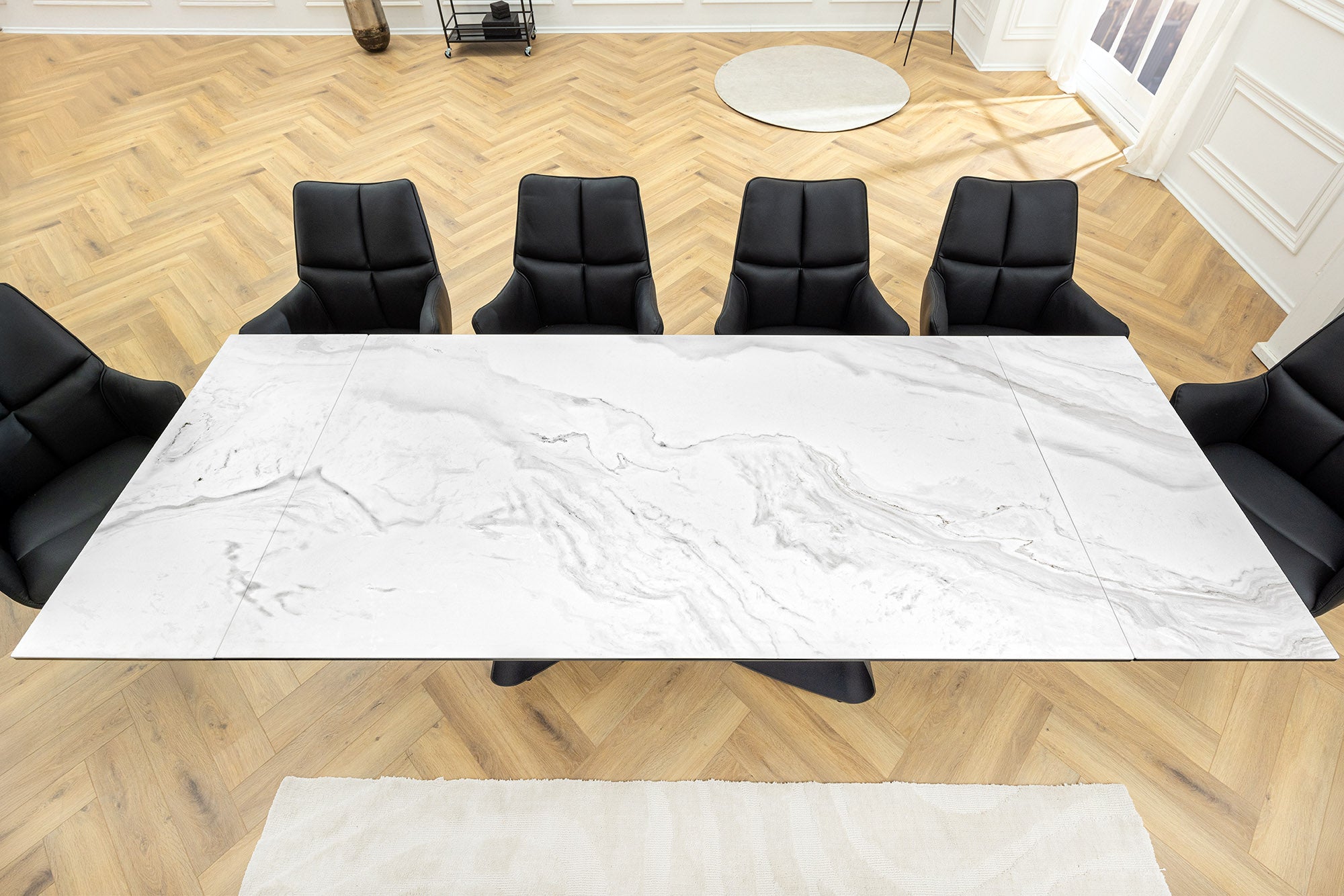 Invicta Masă dining INFINITY - 260cm | Marmură, Sticlă, Alb | 260x76x90 cm