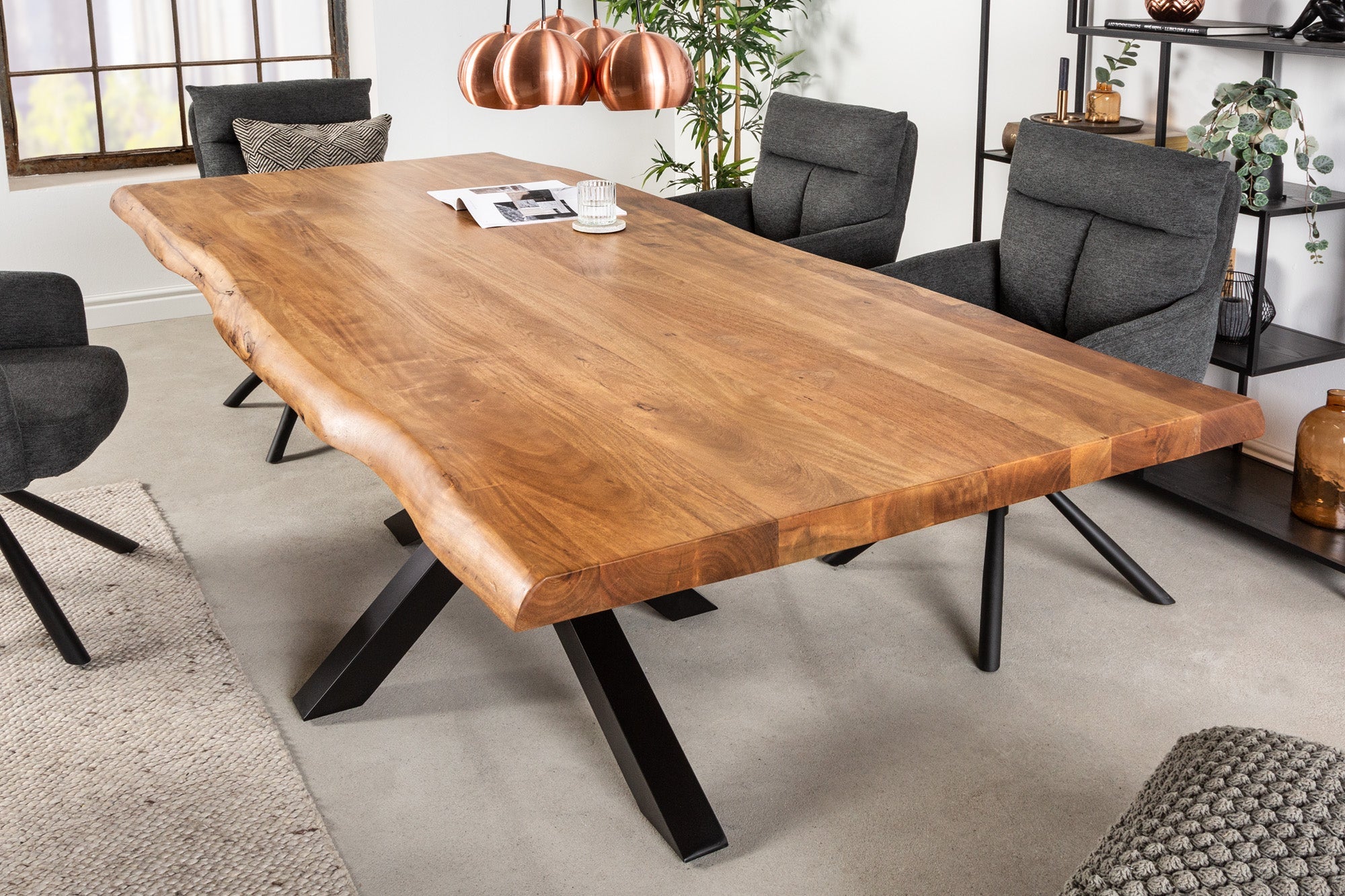 Invicta Masă dining MAMMUT NATURE - 220cm | Acacia, Natural | 220x77x100 cm