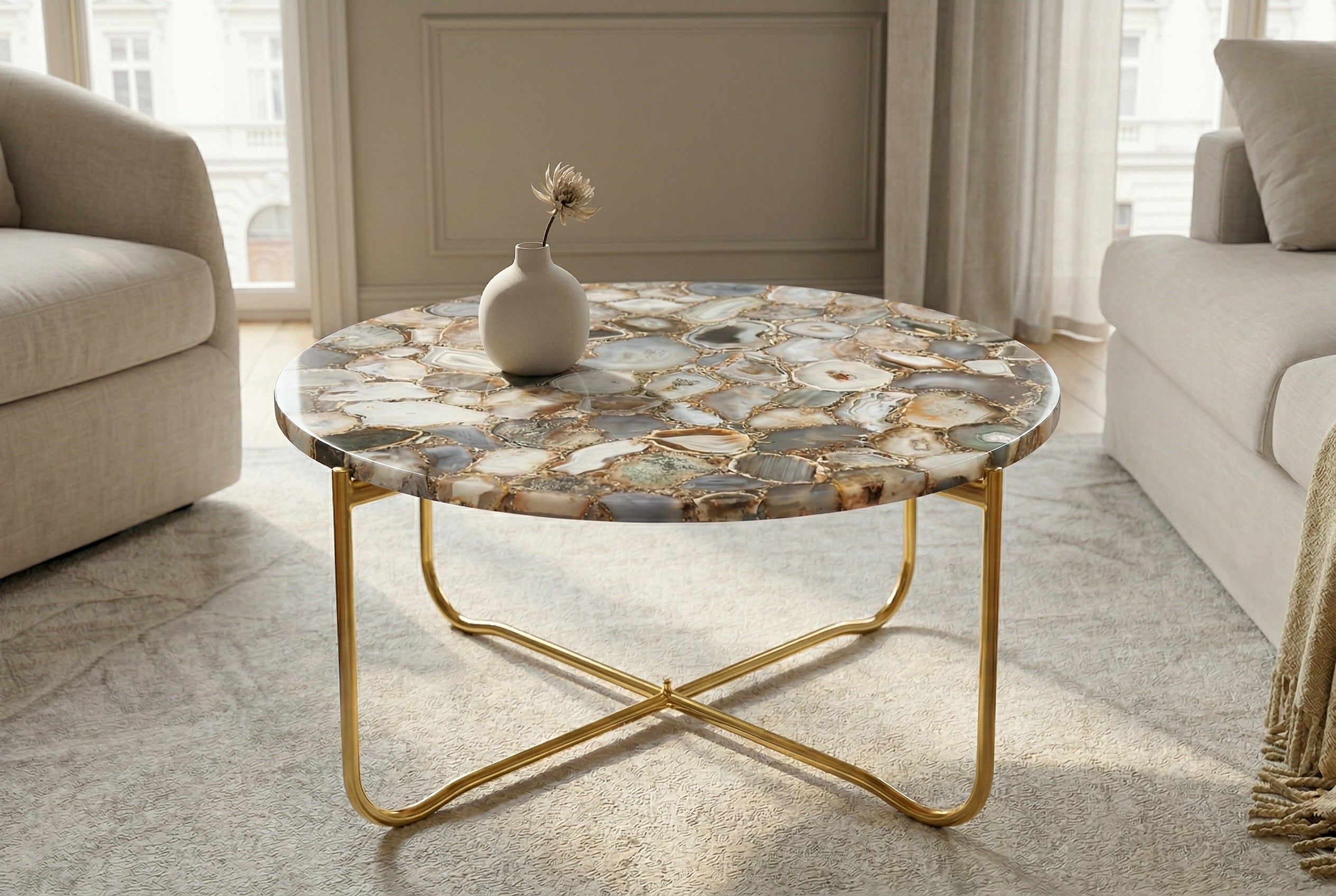 Invicta Masă cafea NOBLE - 65cm | Alb | 62x33x62 cm
