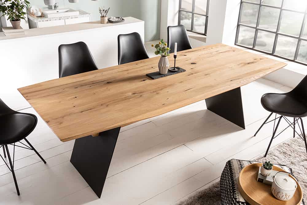 Invicta Masă dining GRAND OAK - 200cm | Stejar, Metal | 200x76x100 cm