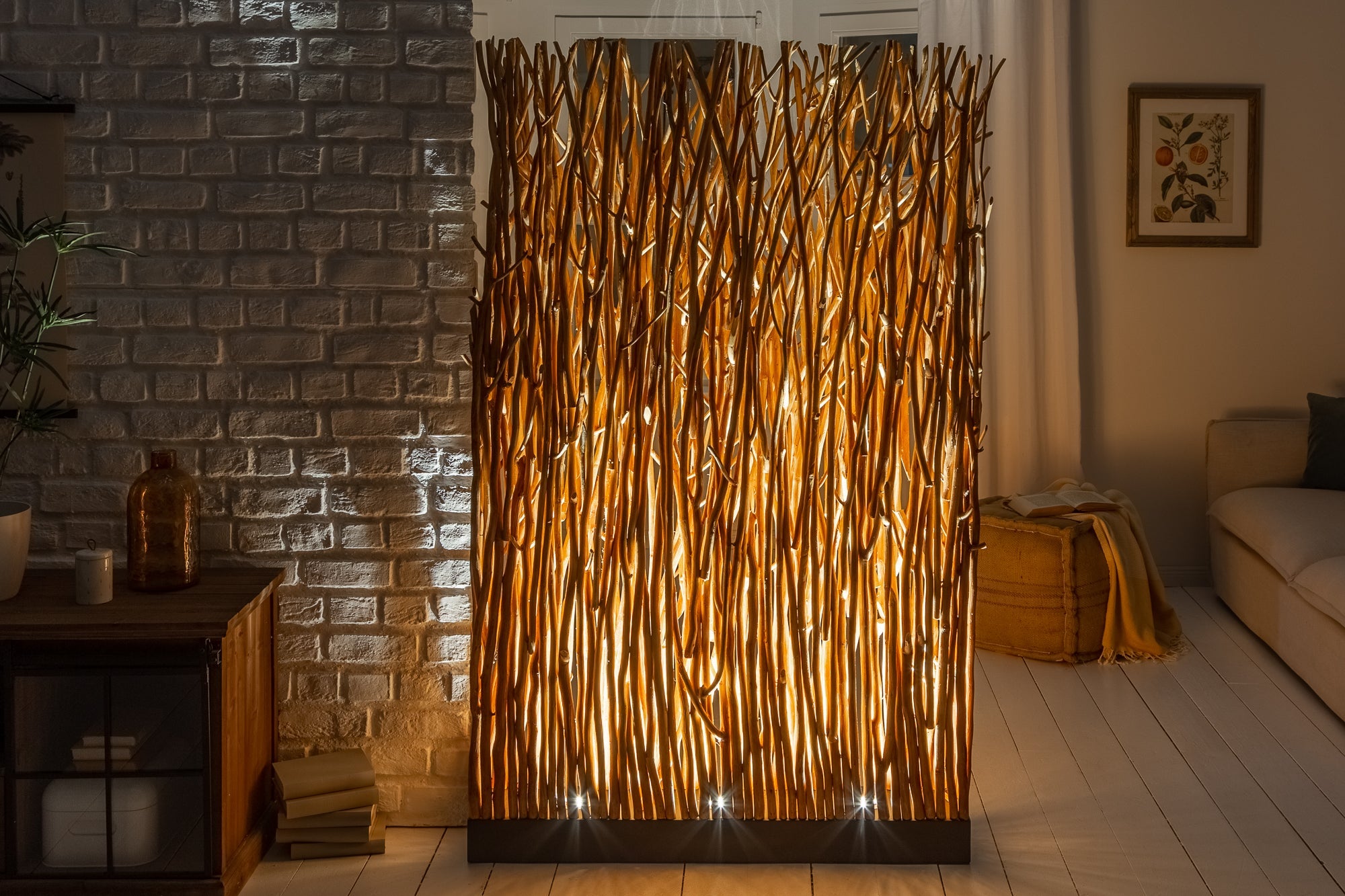 Invicta Lampadar NATURAL PARAVENT - 180cm | Longan, Natural | 110x180x20 cm