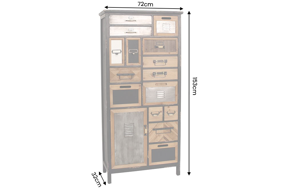 Invicta Vitrină înaltă SECRETS - 150cm | Pin, Maro | 153x72x32 cm