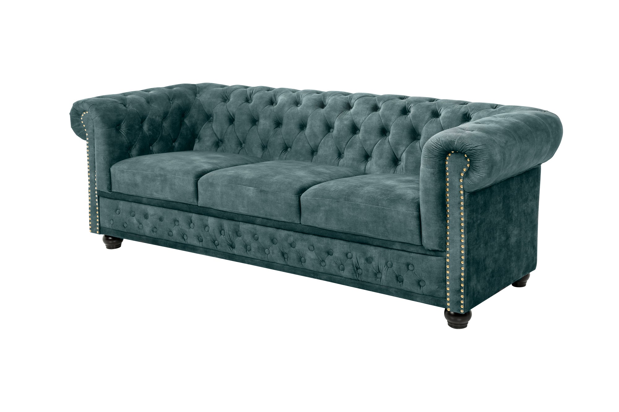 Invicta Canapea CHESTERFIELD - 205cm, 3 Locuri | Catifea | 205x73x87 cm